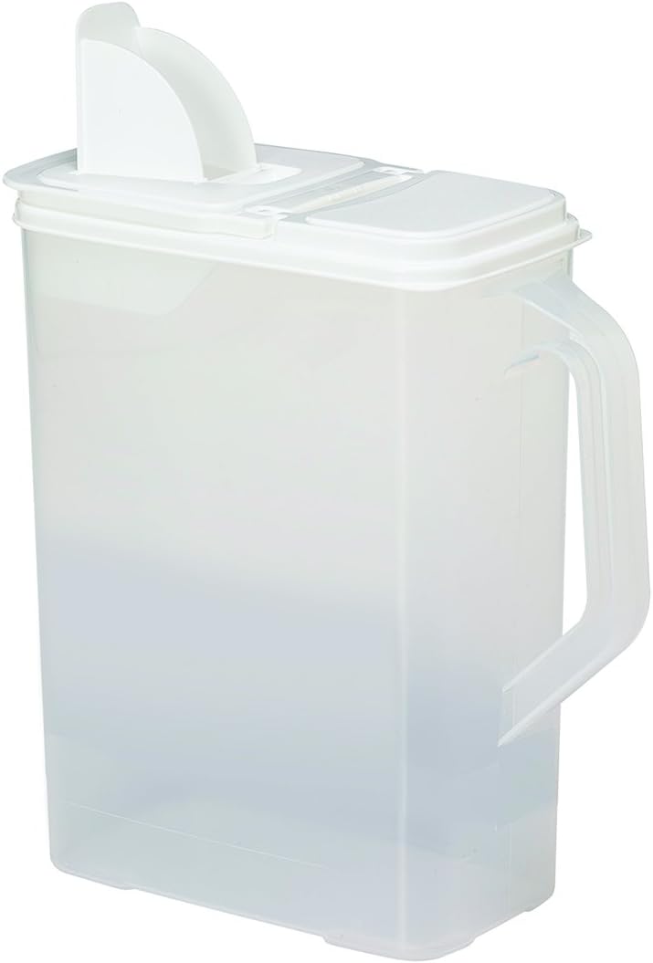 Buddeez Bulk Food Storage Container - 8 Quart All Purpose Clear & Large Pantry and Kitchen Organization and Storage - Cereal, Flour, Sugar, Rice Dispenser, EZ Grip Handle, EZ Pour Spout (White Lid)