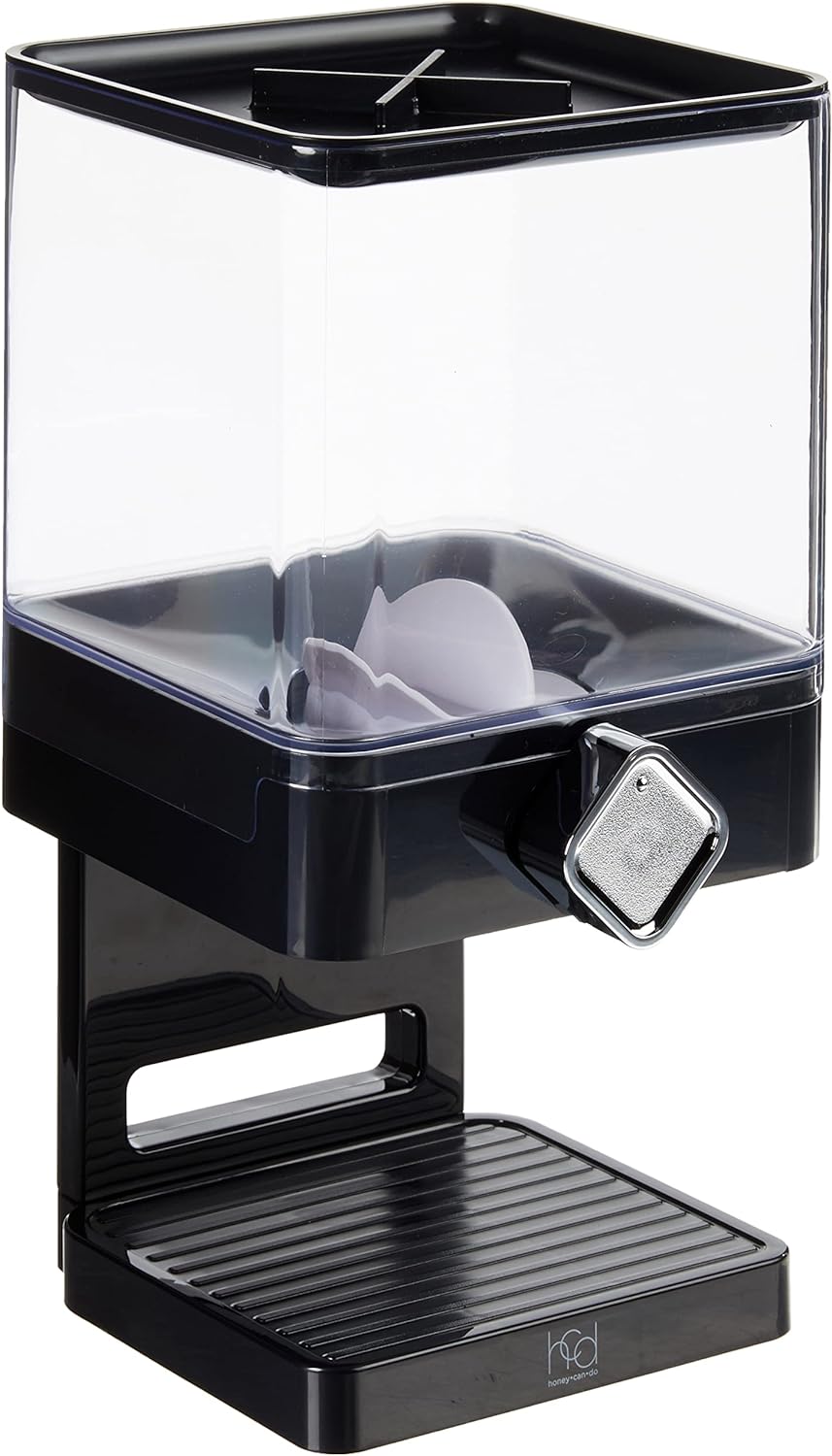 Honey-Can-Do Zevro Compact Dry Food Dispenser, Single Control, Black/Chrome