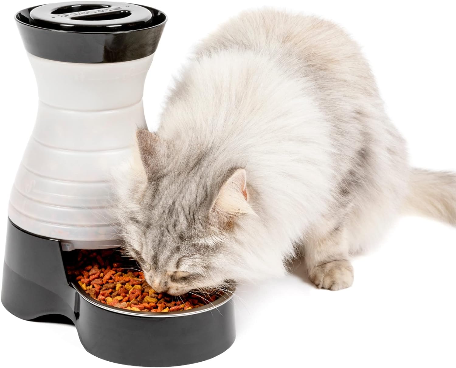 PetSafe Healthy Pet Food Station - Small, 2 lb Kibble Capacity - Automatic Cat Feeder or Small Dog Feeder - Removable Stainless Steel Bowl Resists Corrosion & Stands Up to Frequent Use - Easy to Fill