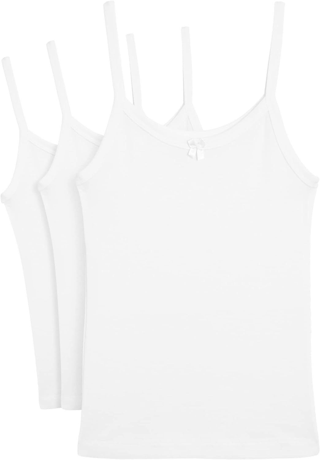 Rene Rofe Girls' Undershirt - 100% Cotton Cami - Camisole Tank Top (3 Pack, 2T-14)