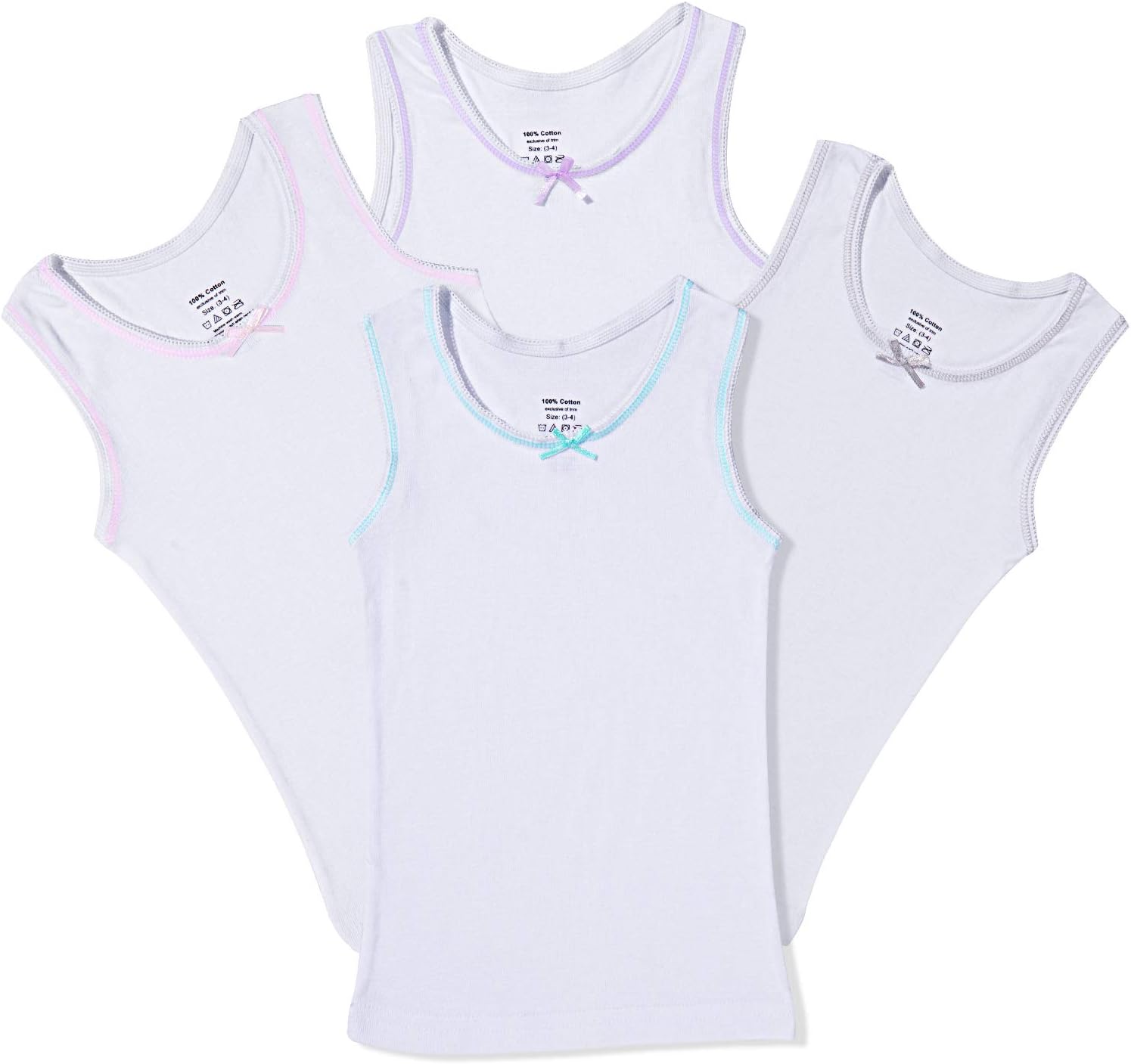 Buyless Fashion Girls Tank Tops - Sleeveless Cami Tanks Cotton Undershirts for Dance Gymnastics, Kids & Toddler Size (4 Pack)