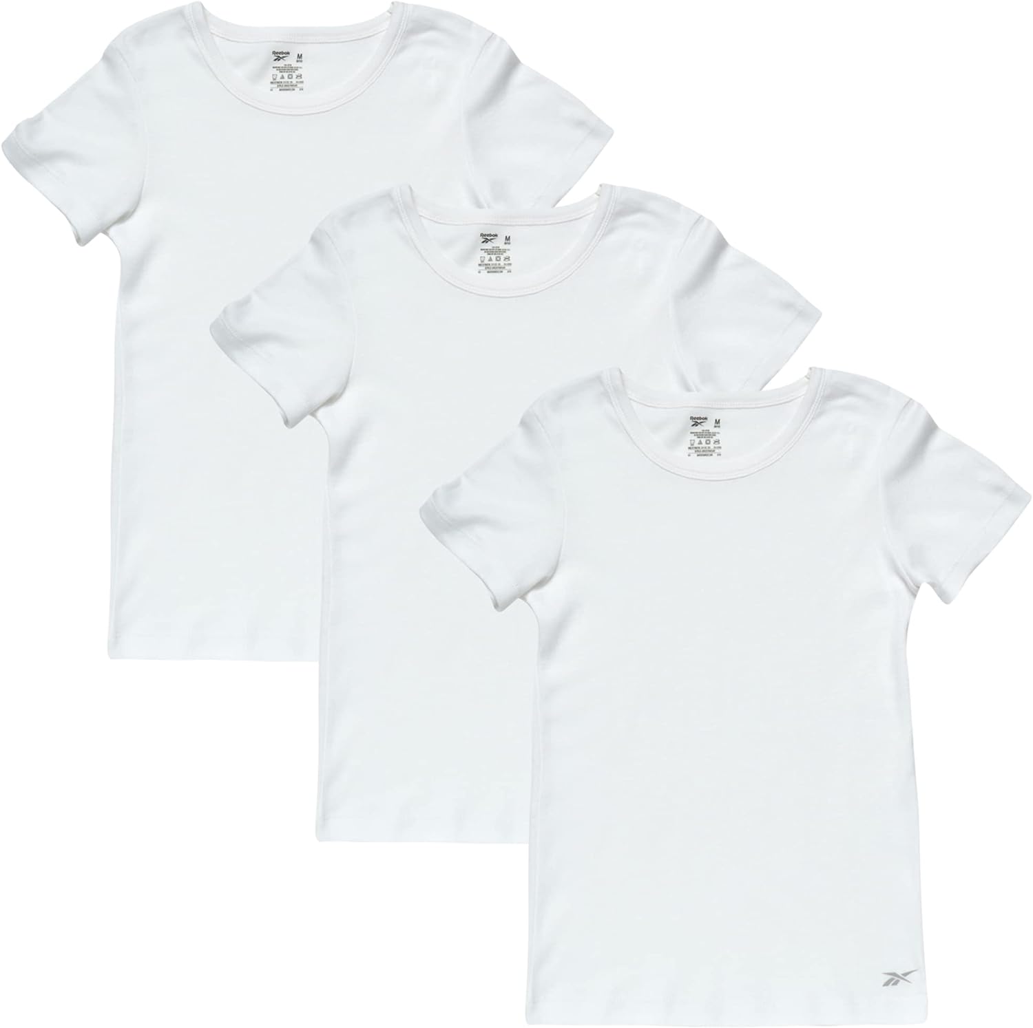 Reebok Girls' Undershirt - Soft Breathable Basic Crew Neck Shirt (3 Pack)