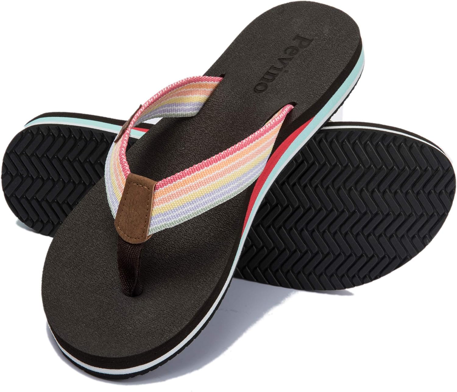 Pevino Women' Orthotic Flip Flops,Casual Comfortable Thong Sandal with Arch Support
