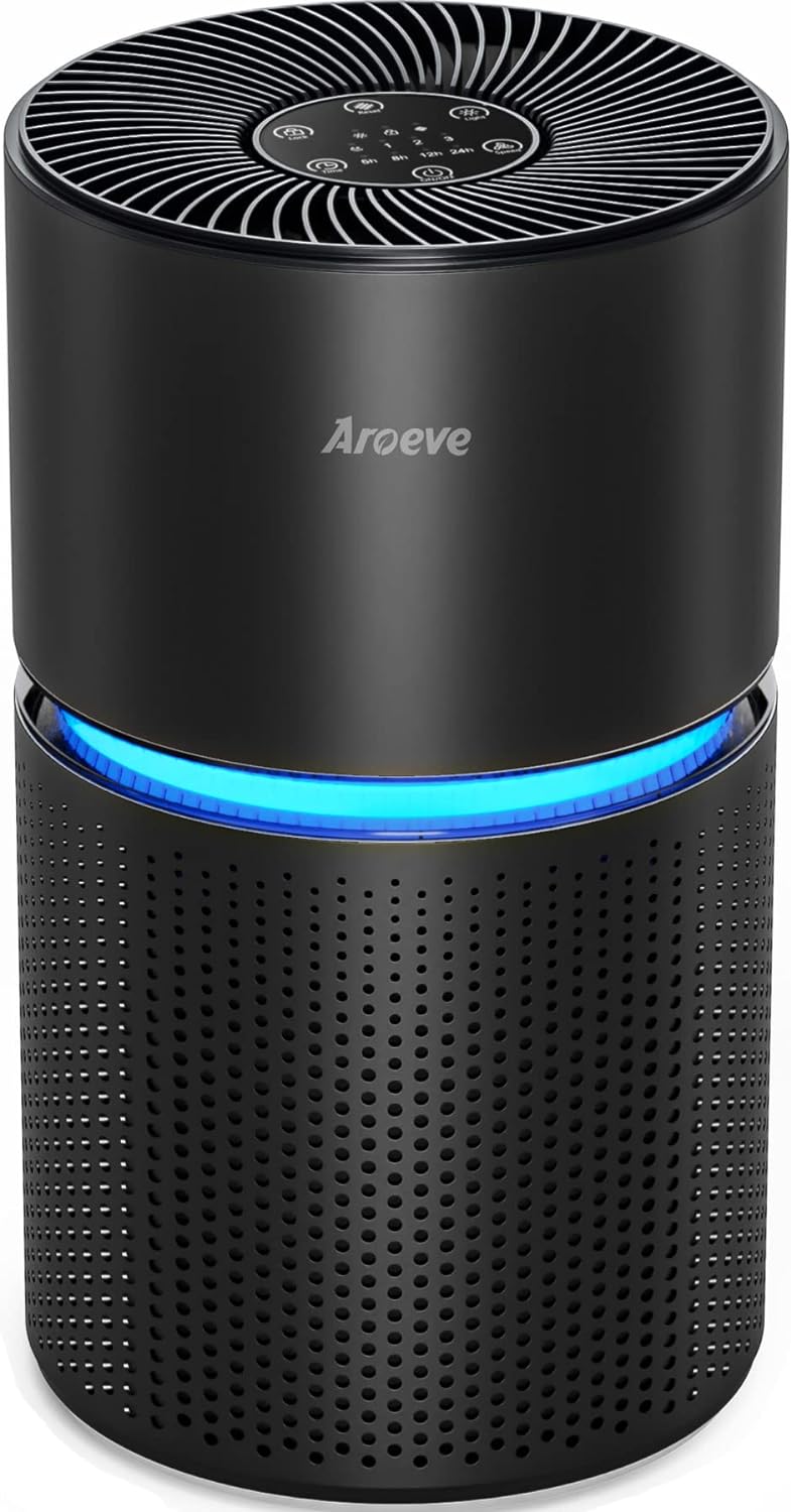 AROEVE Air Purifiers for Home Large Room Up to 1095 Sq Ft Air Cleaner Coverage CADR 220m/h H13 True HEPA Remove 99.9% of Dust, Pet Dander, Pollen for Office, Bedroom, MK03- Black