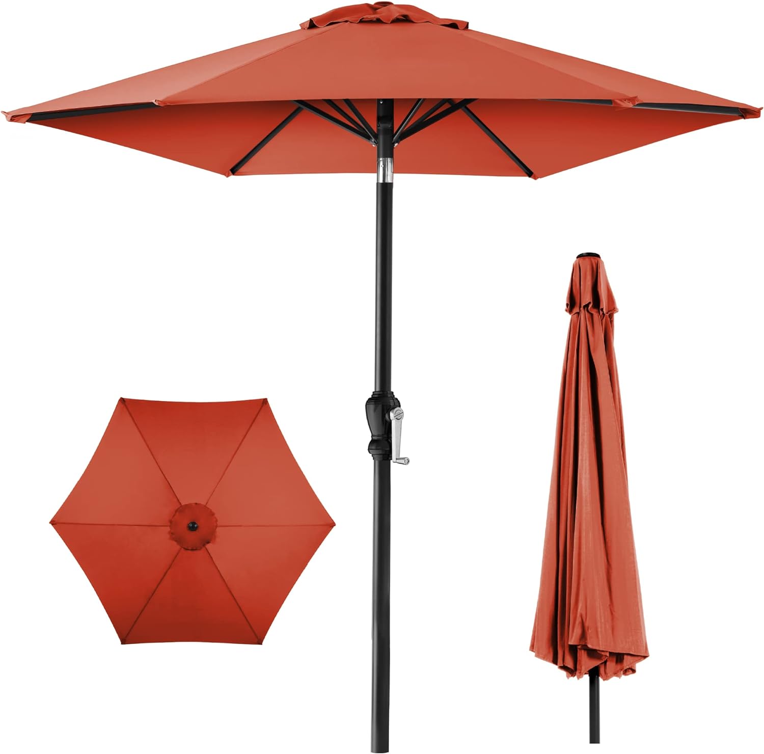 Best Choice Products 10ft Outdoor Steel Polyester Market Patio Umbrella w/Crank, Easy Push Button, Tilt, Table Compatible - Rust