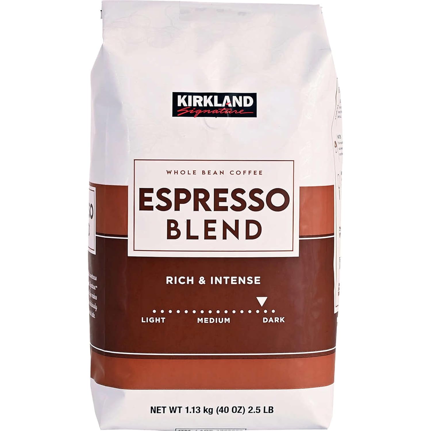 Kirkland Signature Espresso Blend Coffee, Dark Roast, Whole Bean, 40 Ounce