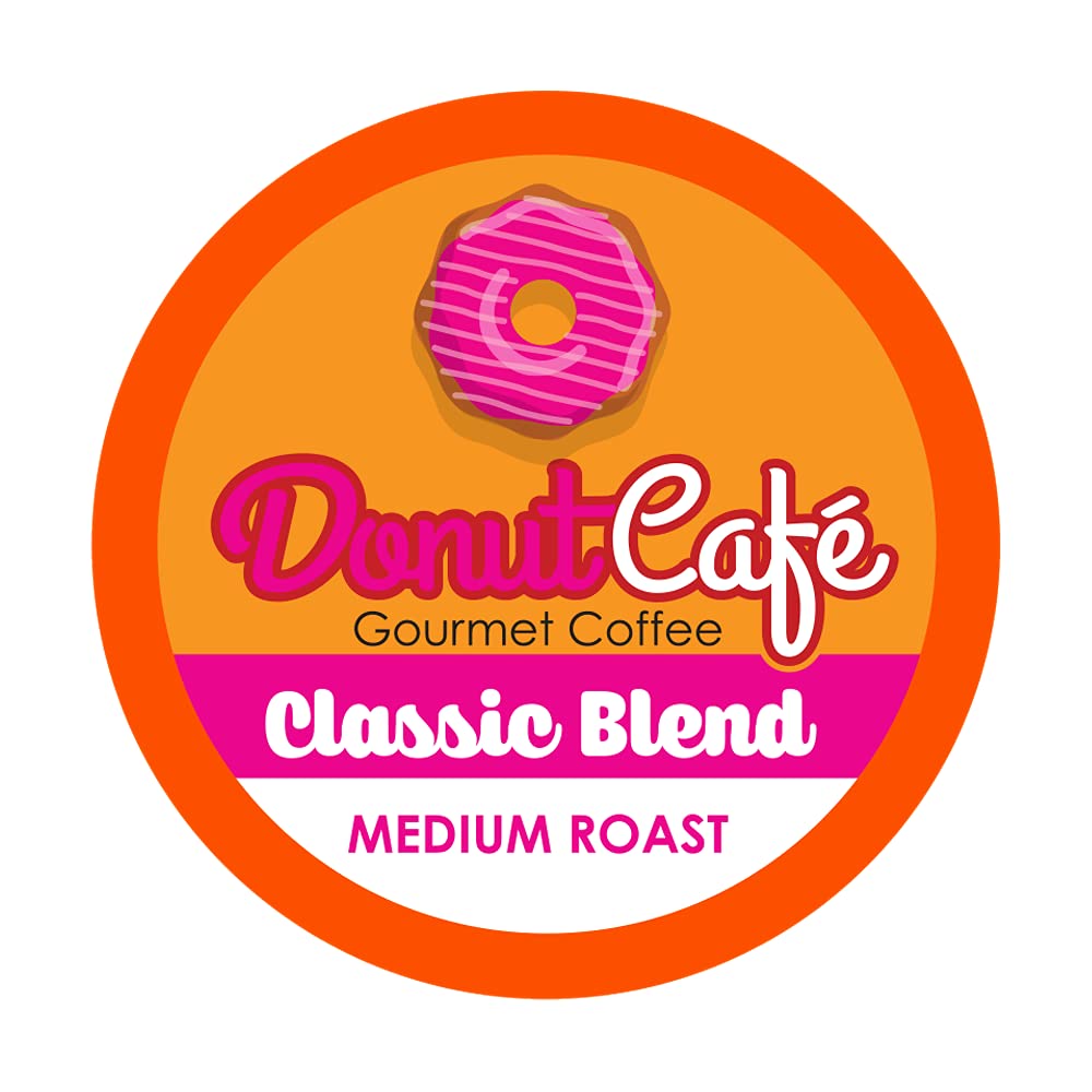 Donut Caf - Coffee Gourmet Pods, Classic Blend, Medium Roast  Non-GMO, Gluten Free  Compatible with Keurig K Cup Brewers  Smooth & Delicious  80 Count