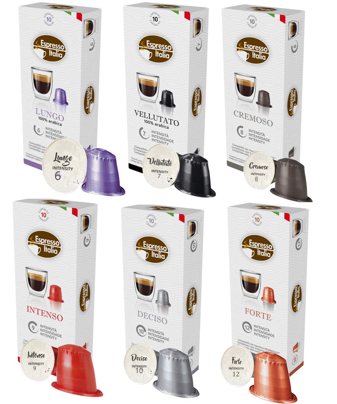 ESPRESSO ITALIA Capsules Compatible with Nespresso Machines, 100 Count - VARIETY PACK, Italian Coffee Pods Expresso