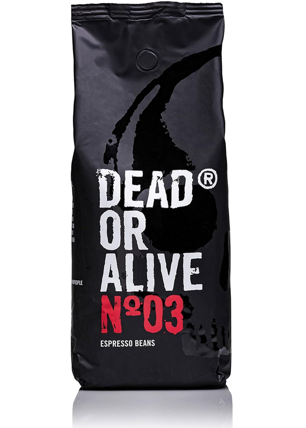 DEAD OR ALIVE COFFEE No3 Espresso Beans, Whole Bean Coffee, High Caffeine Coffee, Medium Roast Italian Espresso Blend, 100% Robusta Beans, Strong Coffee Beans for Espresso (1.1 Pound (Pack of 1))