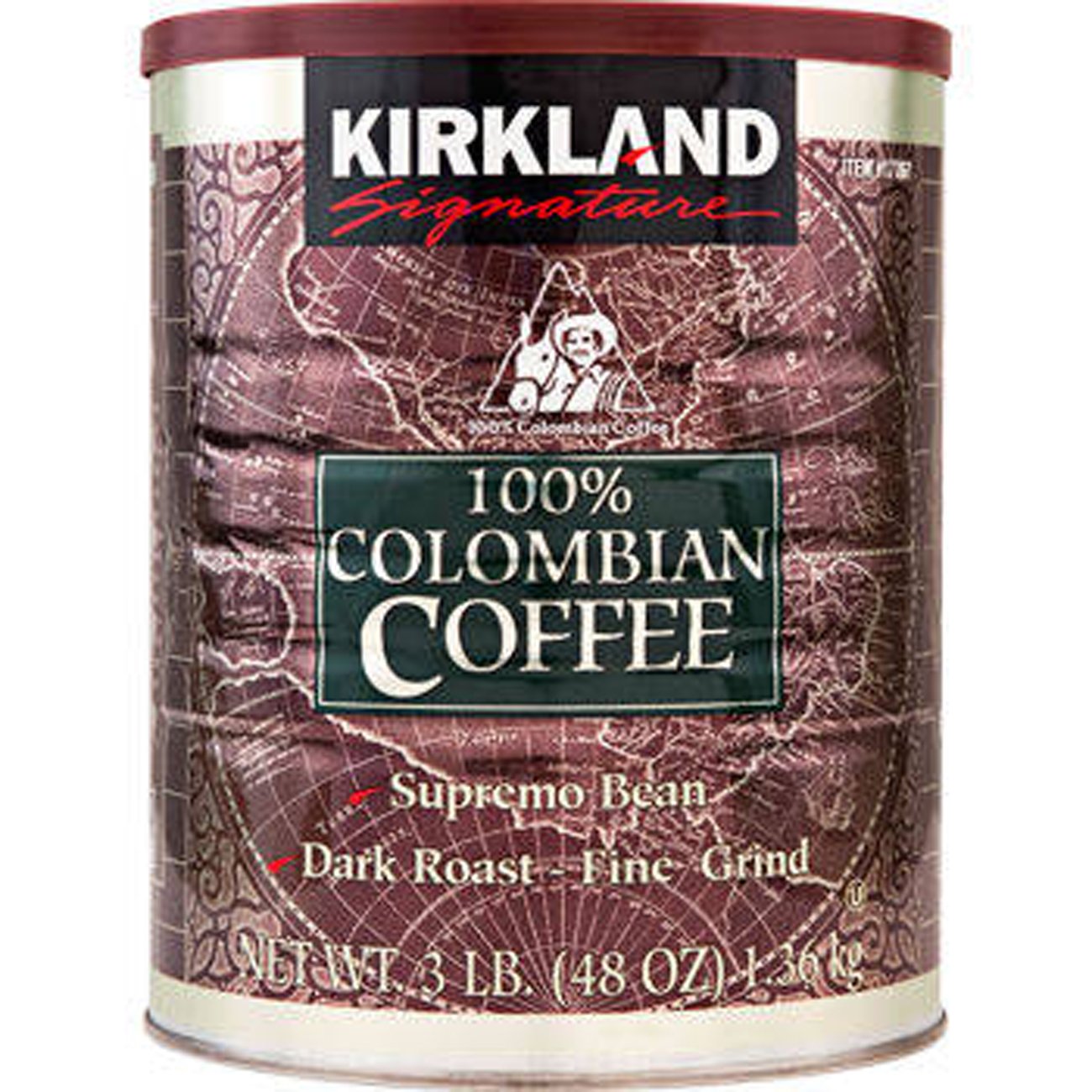 Kirkland Signature 100% Colombian Supremo Ground Coffee 3 Lb. Can 2-pack