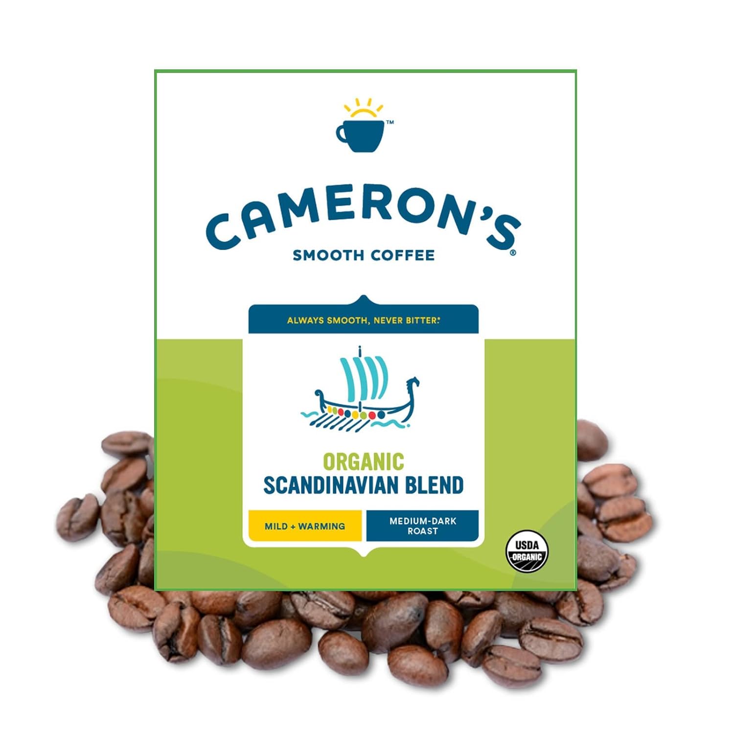 Cameron' Coffee Organic Scandinavian Blend Whole Bean Coffee, Medium-Dark Roast, 100% Arabica, Bulk, 4-Pound Bag, (Pack of 1)