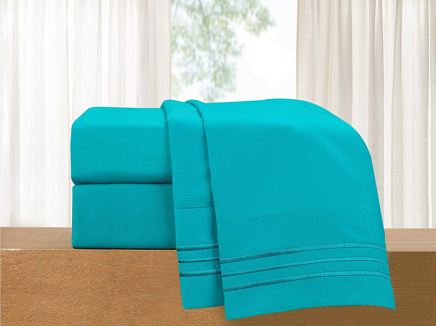 Elegant Comfort Luxury 4-Piece Bed Sheet Set - Luxury Bedding 1500 Premium Hotel Quality Microfiber, Wrinkle Resistant Cool & Breathable, Easy Elastic Fitted, Full, Teal