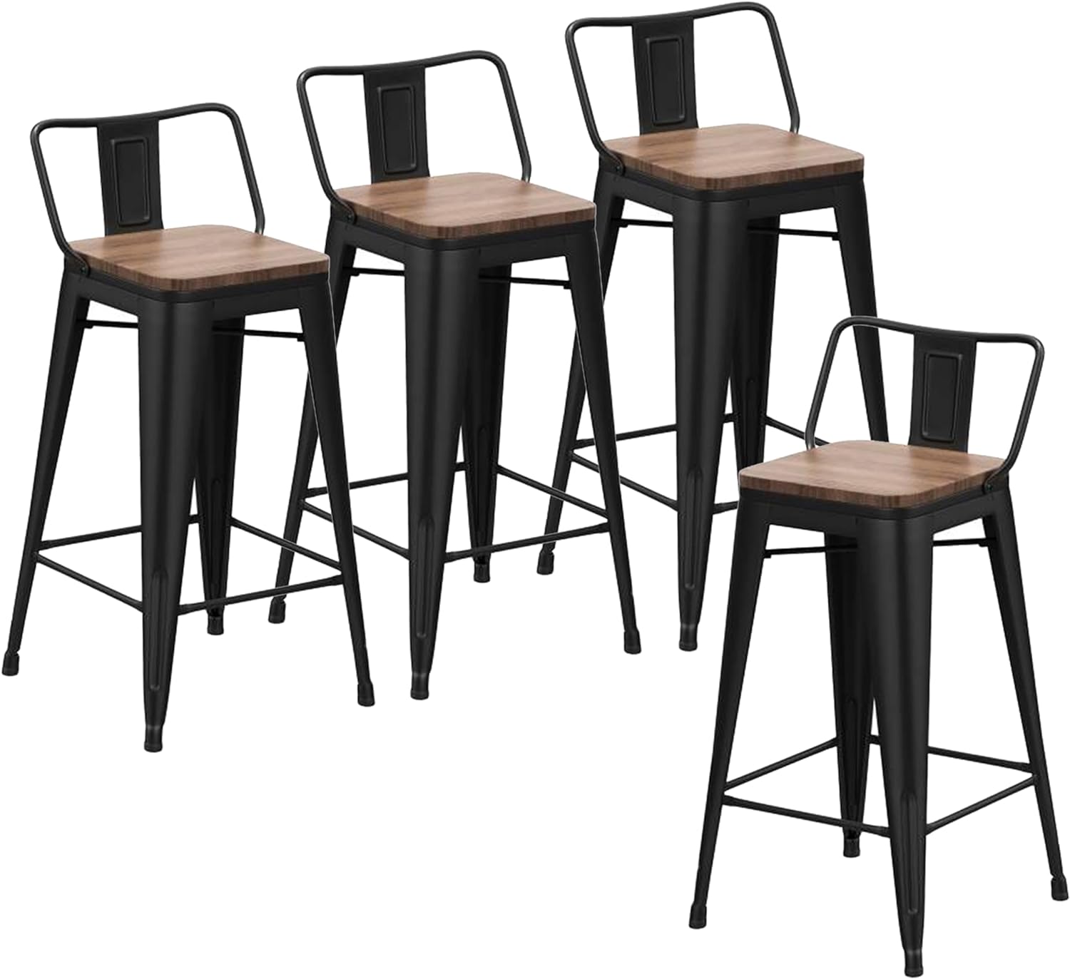 Changjie Furniture 30 Inch Bar Stools Bar Height Bar Stools Industrial Metal Barstools Set of 4 for Home Kitchen (30 inch, Black)