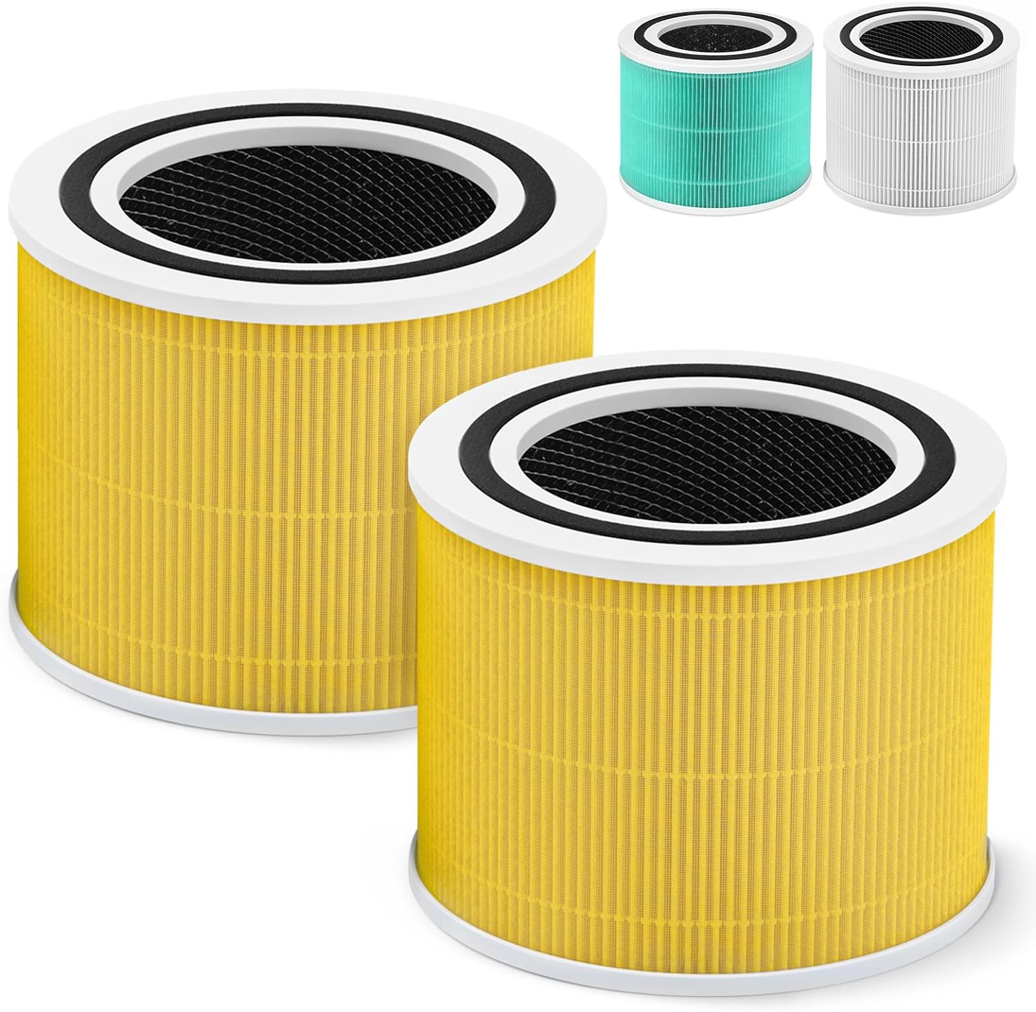 Core 300 Pet Care Replacement Filter for LEVOIT Core 300 Core 300S VortexAir Air Purifier, 3-in-1 HEPA and Activated Carbon, Core 300-RF-PA, 2 Pack, Yellow