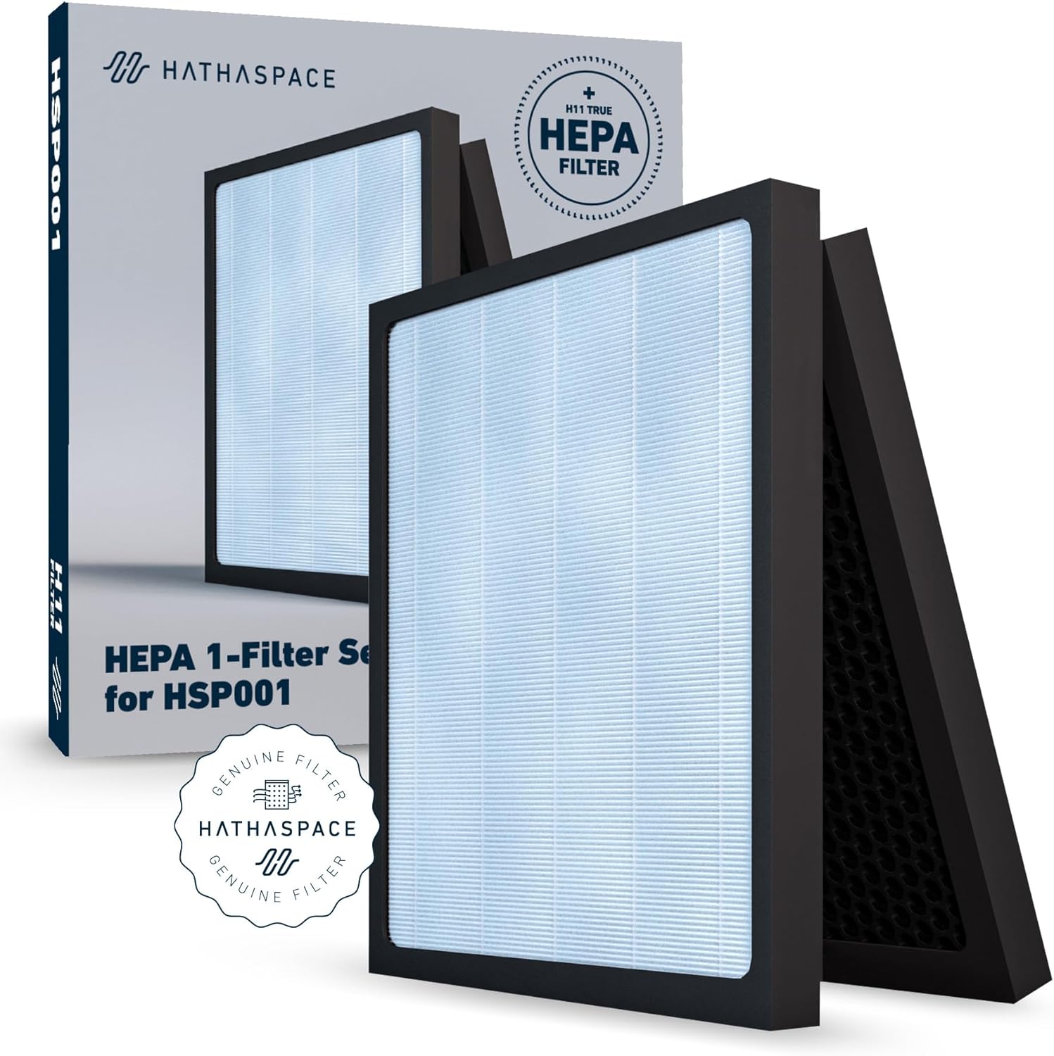 HATHASPACE Air Purifier Hepa Filter Replacement - Certified Filters for HSP001 Smart Purifiers - Easy to Install, Improved Air Quality - H11 True HEPA, 1 Set