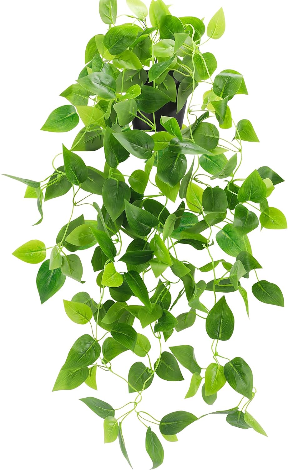 WXBOOM Small Fake, Artificial Potted Plant Faux Ivy Vine Plant Hanging Plant Pothos for Shelf Home Office Indoor Outdoor Garden Greenery Decor 2.84ft (Black Pot)