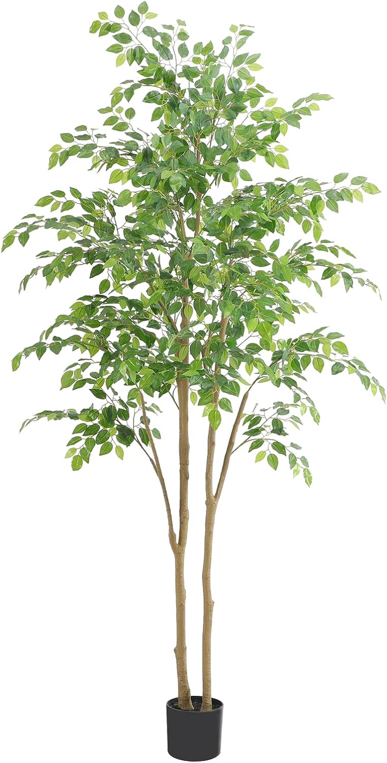 Nafresh Tall Ficus Tree Artificial7ft(84in) Realistic Texture Potted Faux Ficus Tree Fake Trees Indoor Outdoor for Home Office Living Room Bedroom Foyer Porch Decor.