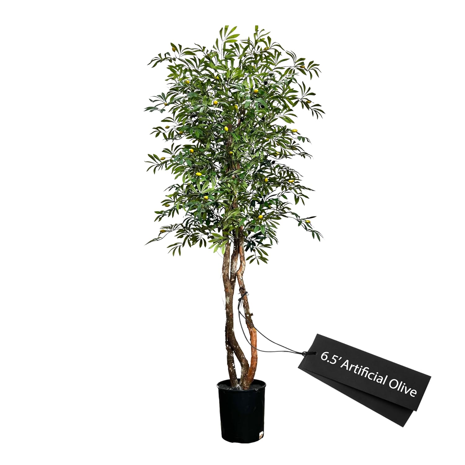 Hand-Made 6.5' Olive Artificial Tree with Ethically Sourced Real Wood Trunks | Green | Cypress & Alabaster