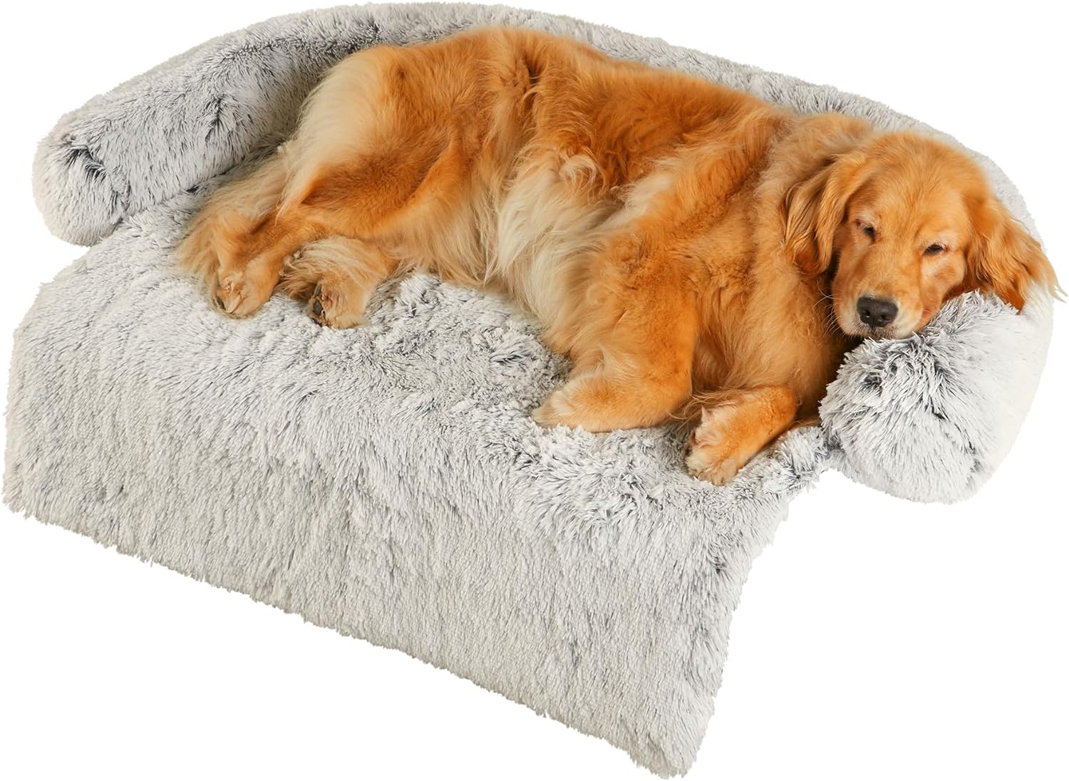 Codi Dog Bed for Couch - Calming Dog Beds for X-Large Dogs, Fluffy Plush Bed for Pets, Anti Anxiety Dog Bed with Removable Washable Cover for Dogs and Cats, Light Brown, 45x37x6 inches