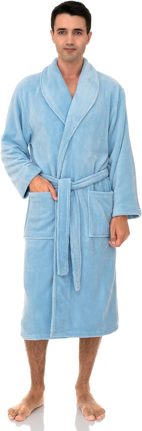 TowelSelections Men' Fleece Robe, Plush Shawl Collar Spa Bathrobe