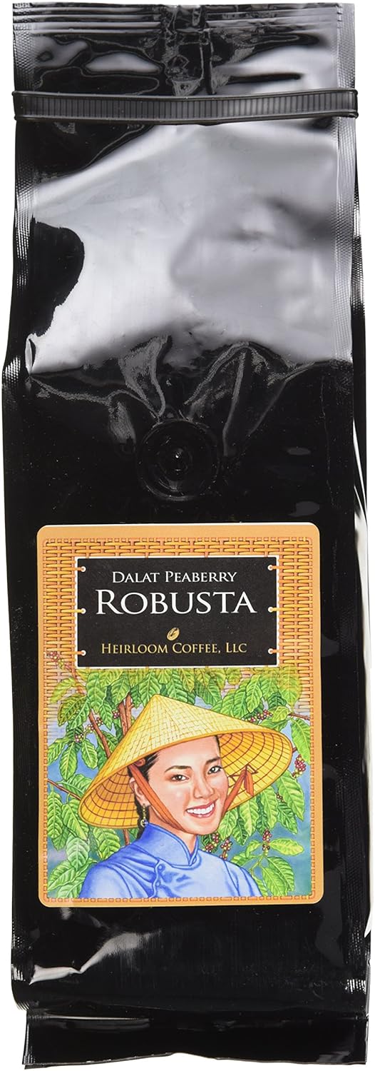 Dalat Highlands Peaberry Robusta Whole Bean Coffee, 1lb