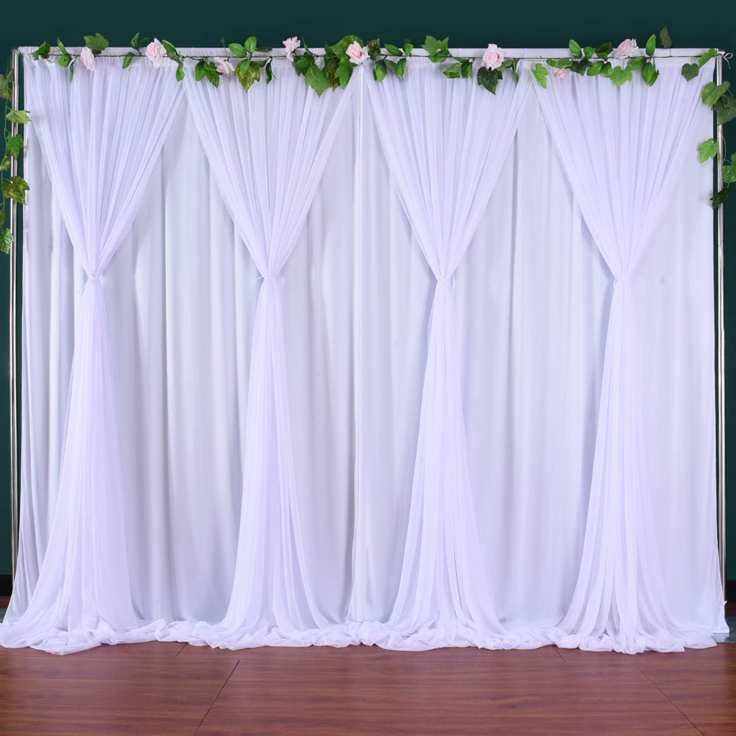 White Tulle Backdrop Curtain for Wedding Reception 10 ft X 7 ft White Curtains for Backdrop Drapes for Parties Baby Shower Birthday Party Bridal Photo Shoot Backdrop Decorations