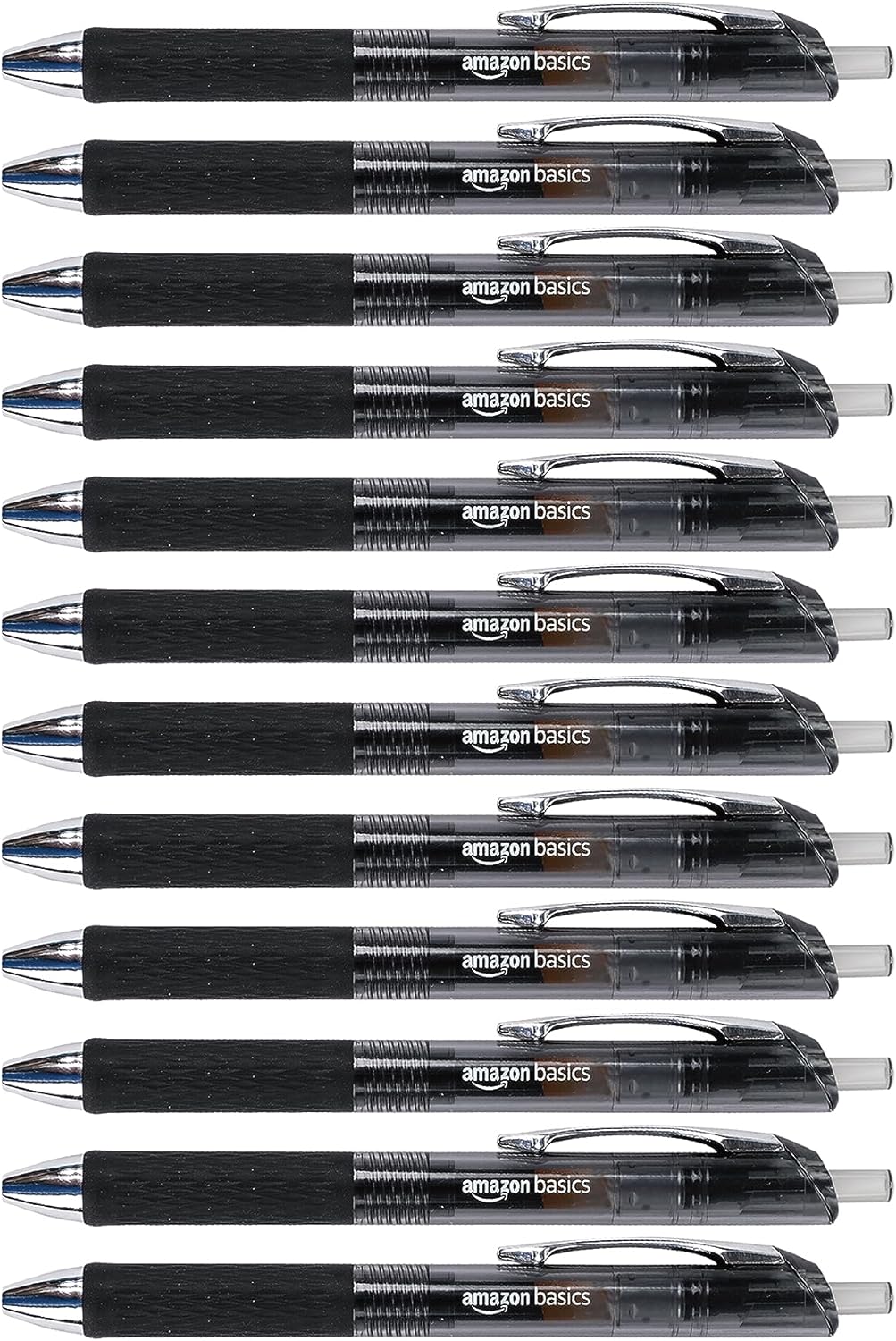 Amazon Basics Retractable Gel Pens, Fine Point (0.7mm), Black, 12 Count (Pack of 1)