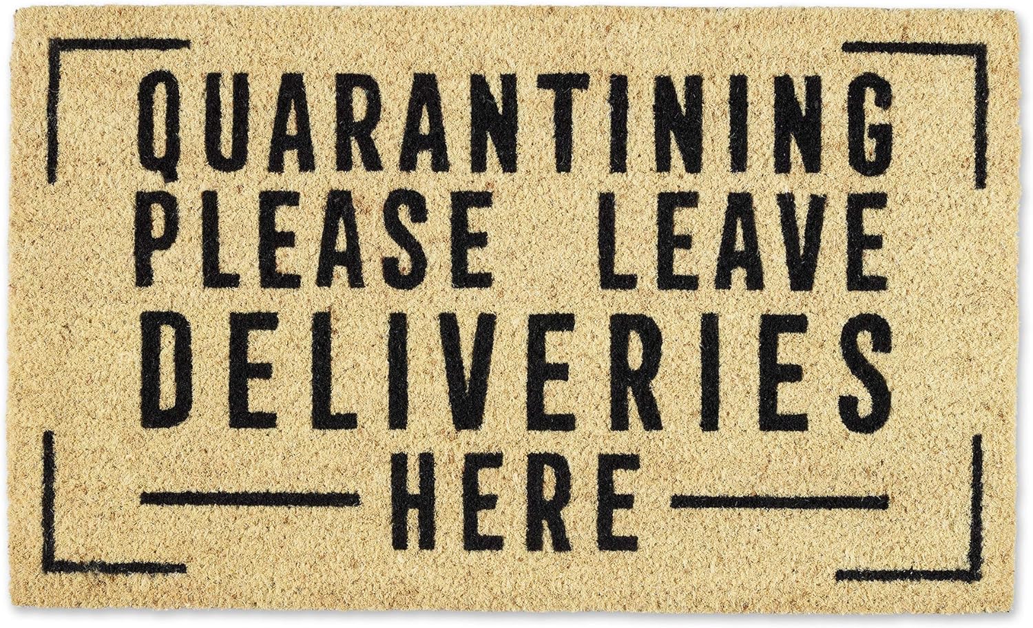 DII Quarantine Doormat Collection, Natural Coir Fiber, Non-Slip PVC Backing, 18x30, Deliveries Here