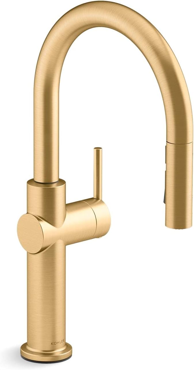 KOHLER 22972-2MB Crue Pull Down Kitchen Faucet, Kitchen Sink Faucet with Pull-Down Sprayer, Vibrant Brushed Moderne Brass