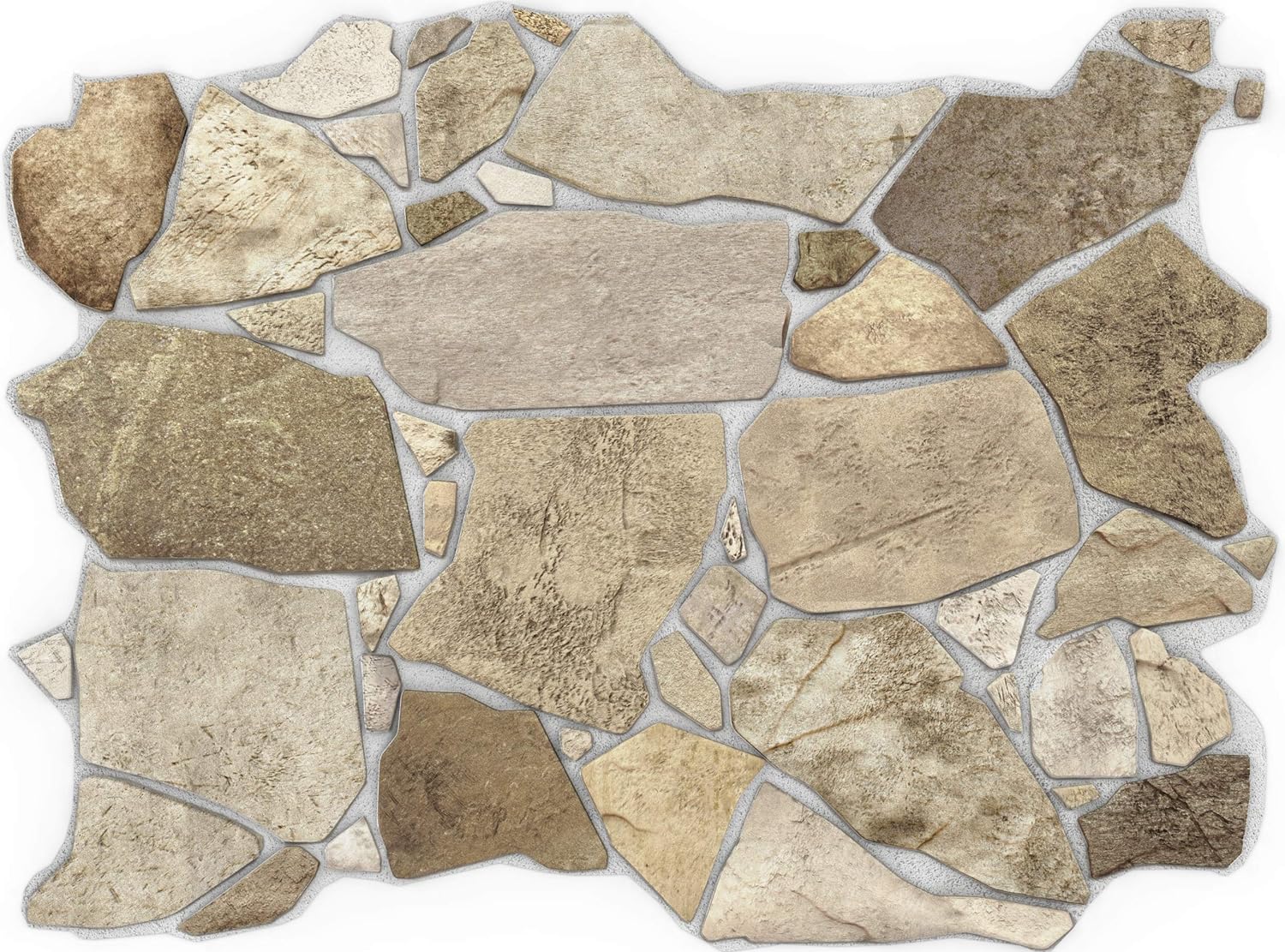 CONCORD WALLCOVERINGS  Retro-Art 3D Wall Panels, Pack of 10, Wild Stone in Brown Beige Grey, PVC, 17.5