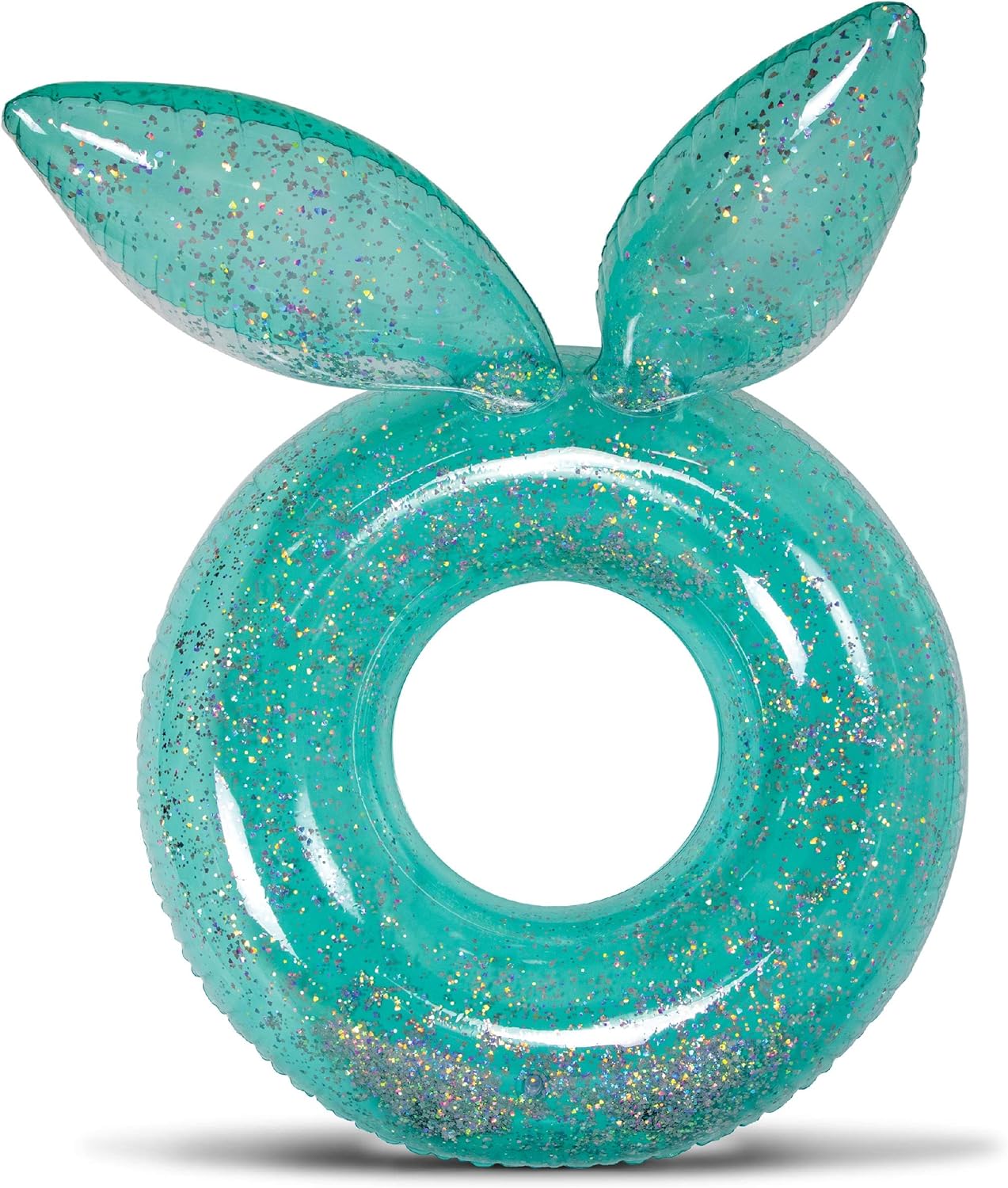 POZA Inflatable Bunny Pool Float Chair - Sparkle Confetti Lounge Inflatable Pool Floats, 2 Built in Cup Holders and Handles, Bunny Ears Inflatable Pool Lounger Floating Chair - 48x38 Inch