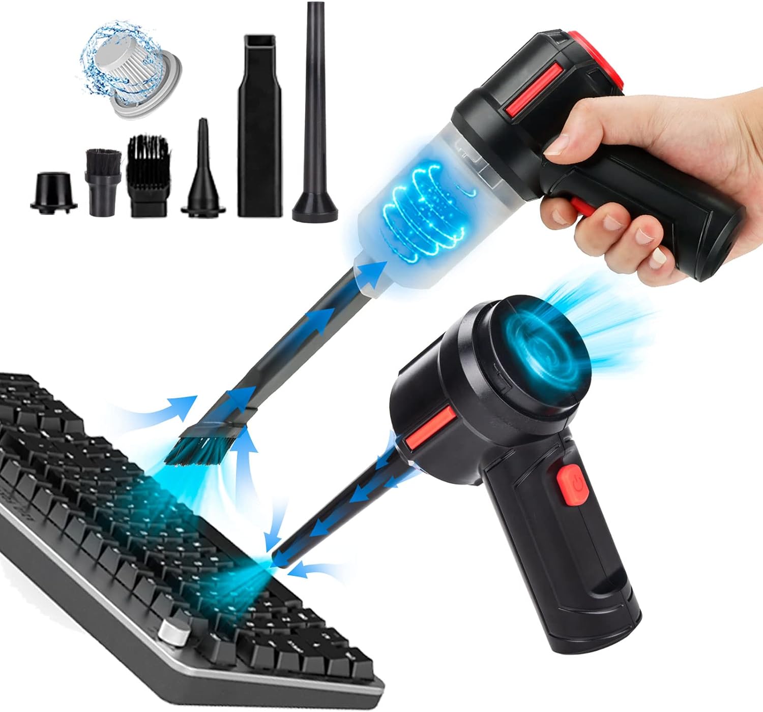 Meudeen Air Duster - Computer Vacuum Cleaner - for Keyboard Cleaning- Cordless Canned Air- Powerful 35000RPM- Energy-Efficient (Air-01)