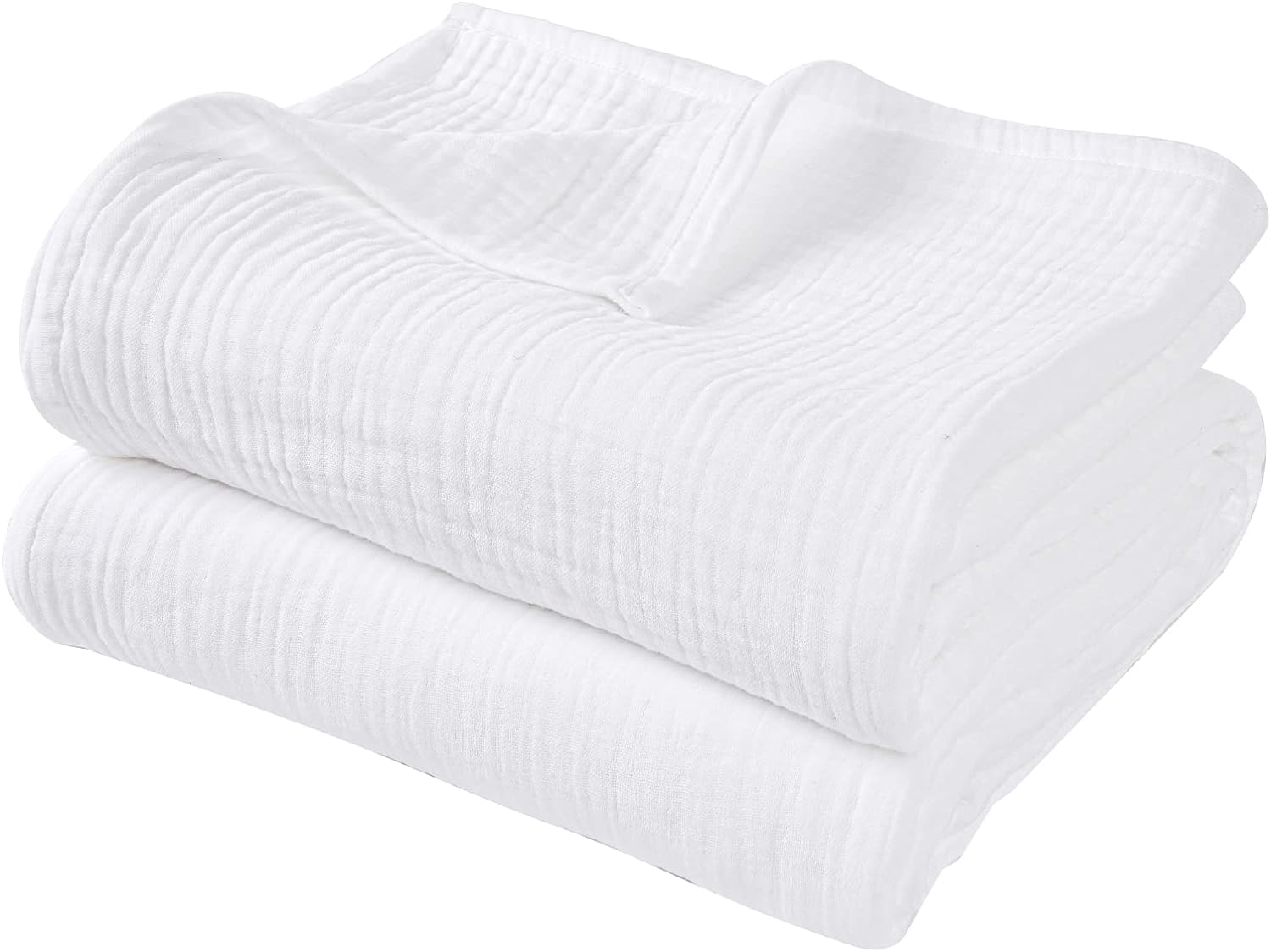 PHF 100% Cotton Muslin Blanket King Size 108 x 90, Lightweight and Breathable Blanket All Season, Ultra Soft 4-Layer Gauze Blanket for Adults, Elegant Home Decoration for Couch Bed, White