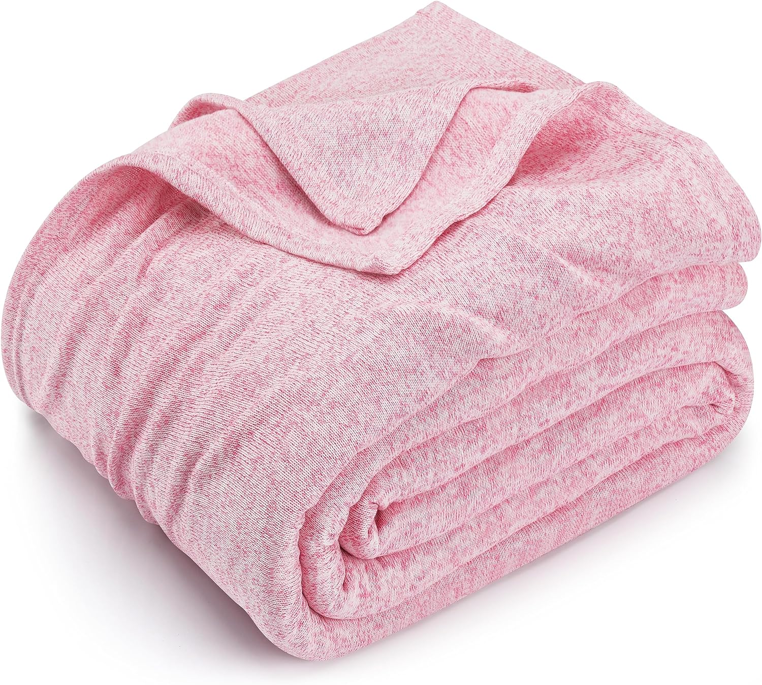 Utopia Bedding Knit Blanket King Size (90x102 Inches, Pink) 250GSM Soft Heather Lightweight Jersey Breathable Sweatshirt Blanket for Couch, Bed & Sofa