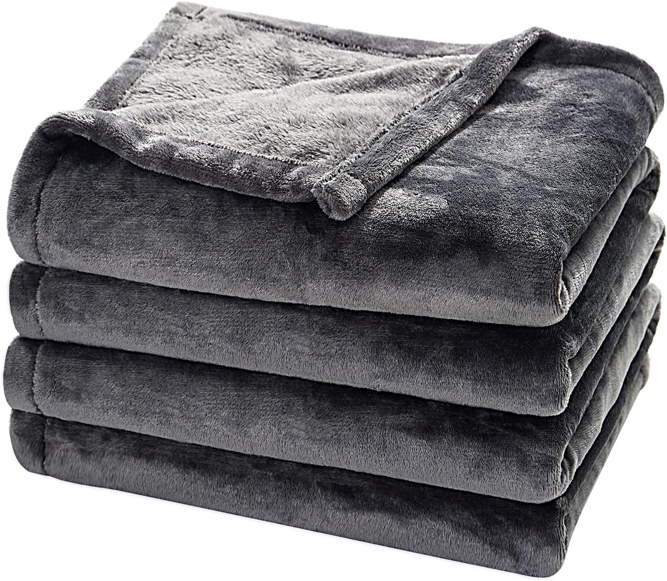 JinJeeo Fleece Blanket King Bed Blanket for Couch, Bed, Camping, Travel-Lightweight Fuzzy Comfy Flannel Blanket 90x102,Super Soft & Warm Blankets for All Season,Dark Grey