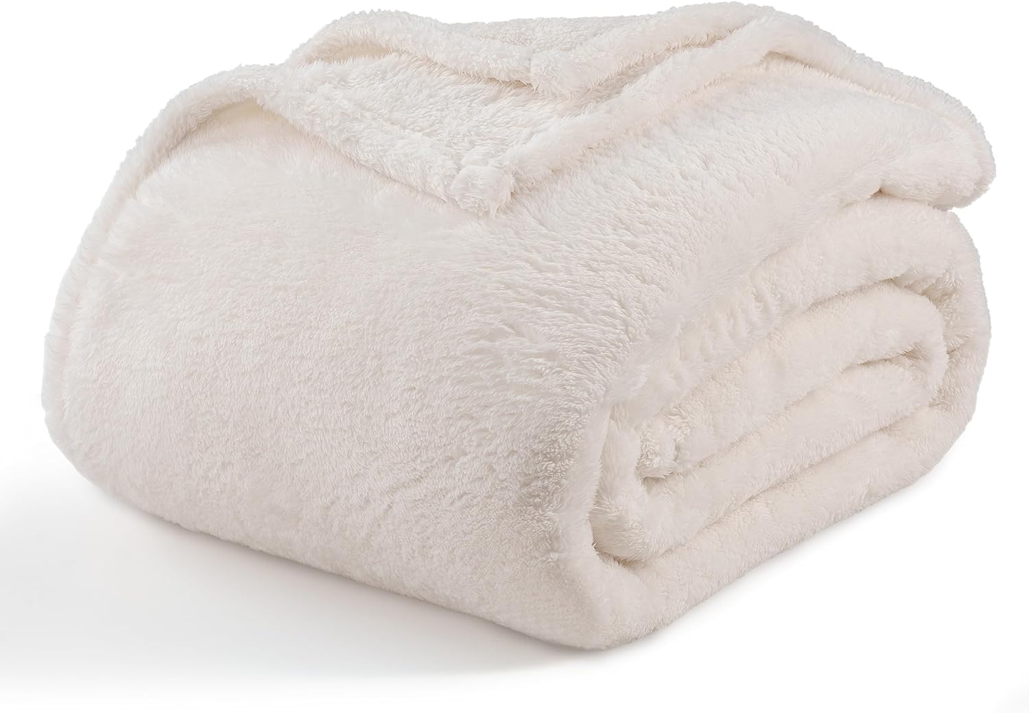 Berkshire Blanket Classic Extra-Fluffy Plush Blanket,King Size Bed Blanket,Soft Fuzzy Fluffy Long Hair Blanket for Couch Sofa Bed,Cream,90x108 Inches