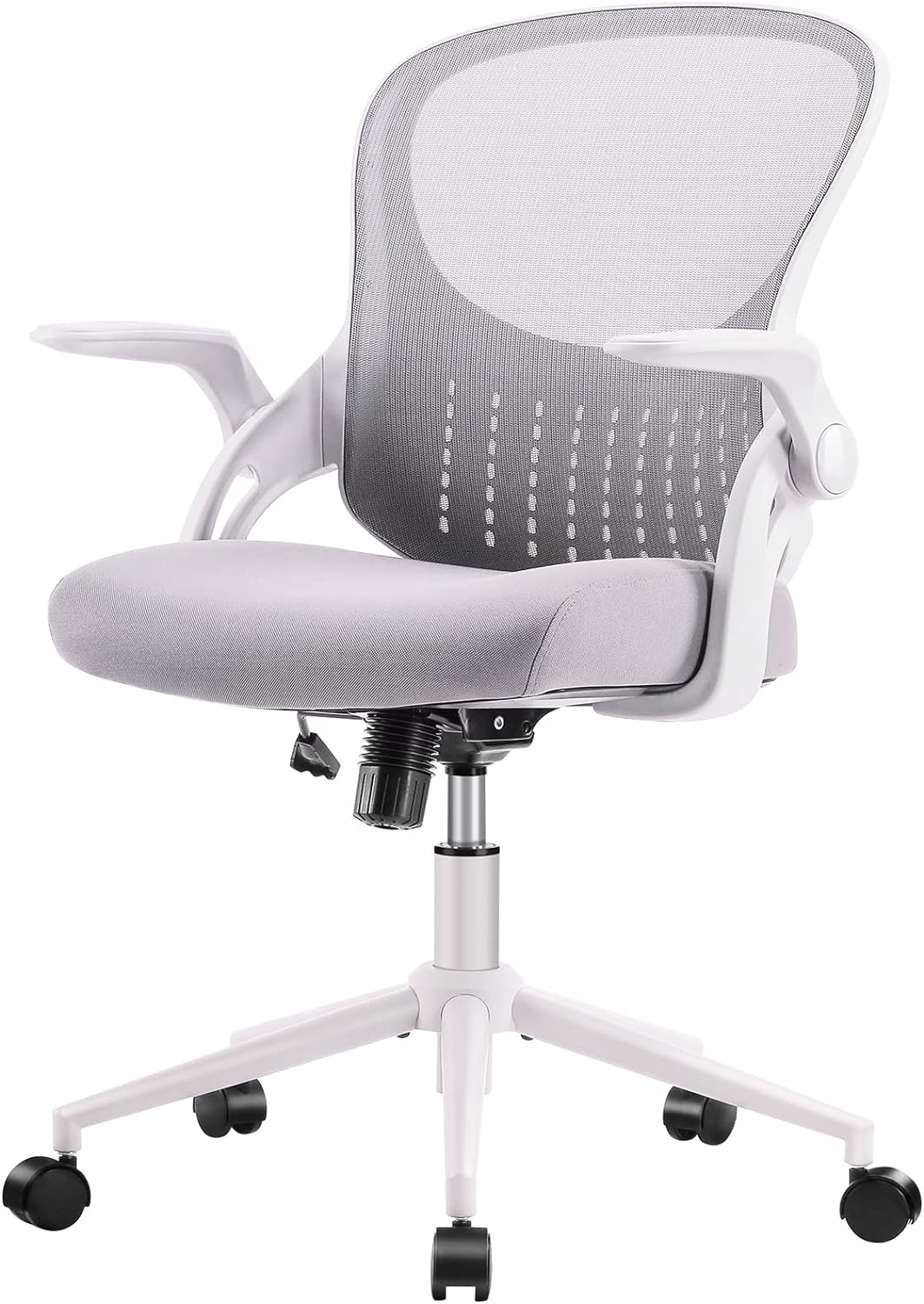 SMUG Home Office Ergonomic Desk Mesh Computer Modern Height Adjustable Swivel Chair with Lumbar Support/Flip-up Arms, Grey, 23.8D x 23.2W x 39.8H