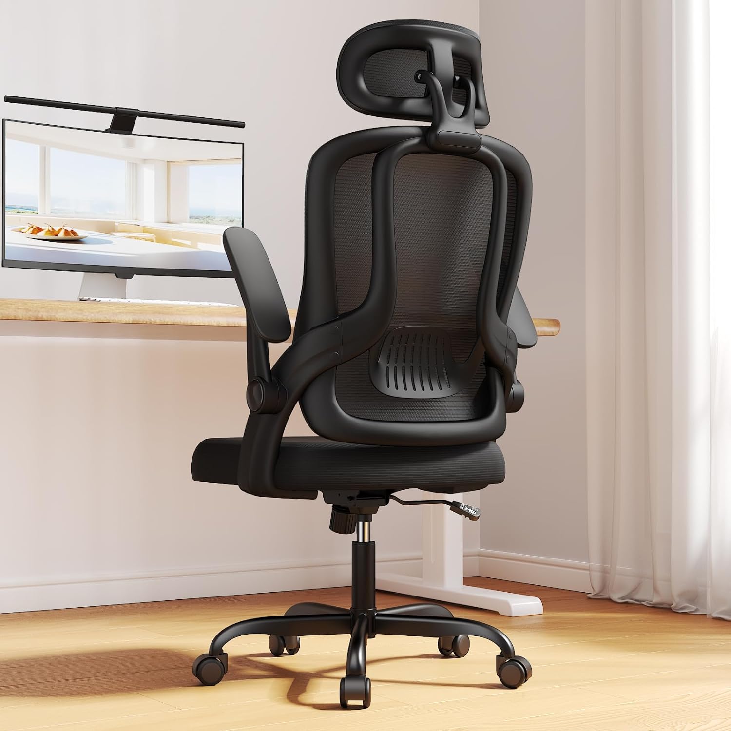 Kensaker Home Office Chair, High Back Ergonomic Desk Chair with 3D Armrests, Lumbar Support, Mesh Computer Chair with Adjustable Headrest, for Home, Office, Work, Student