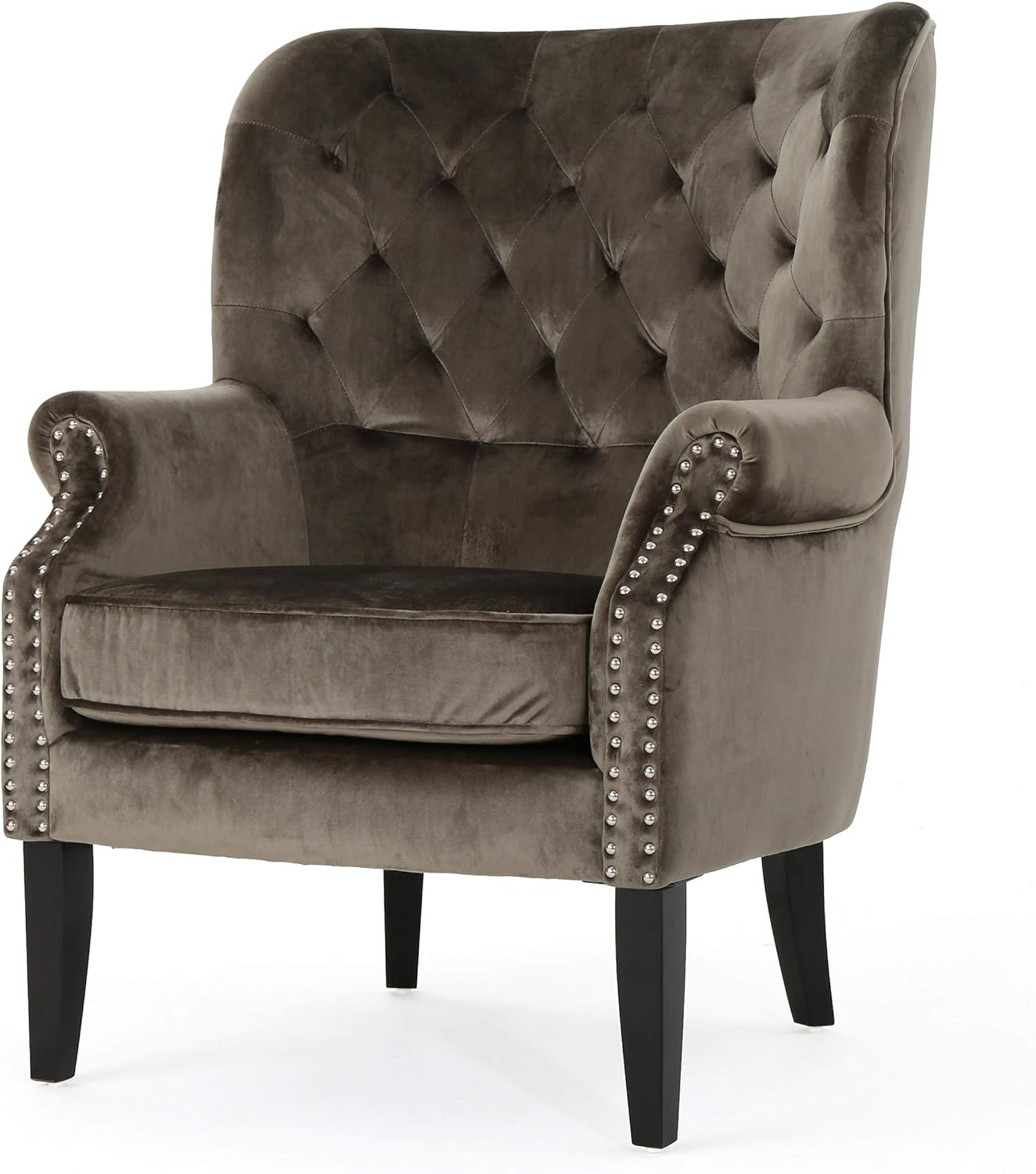 Christopher Knight Home Tomlin Velvet Club Chair, Grey 33.1D x 30.7W x 42.1H Inch