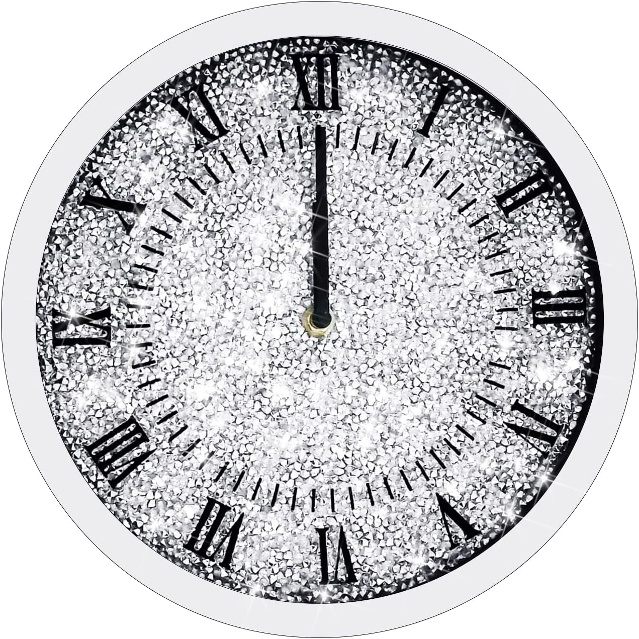 LXARTZJ Crystal Diamond Round Wall Clock Twinkle Bling Decor for Wall Decoration 12x12 inch Silver Glass Mirror Home Decor