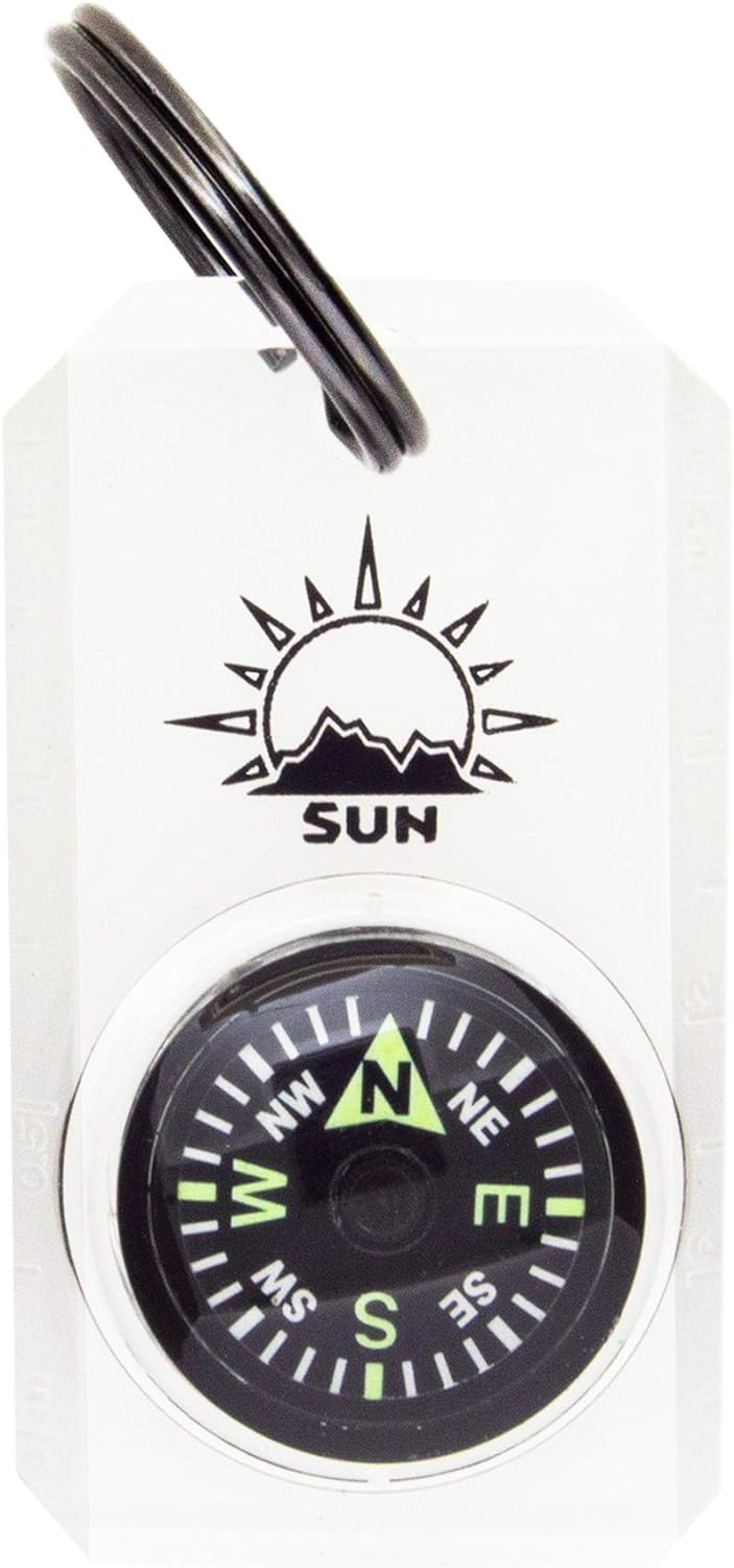 MiniComp - Zipperpull Mini Compass with Split Ring | Easy-to-Read Compass for Jacket, Parka, or Pack