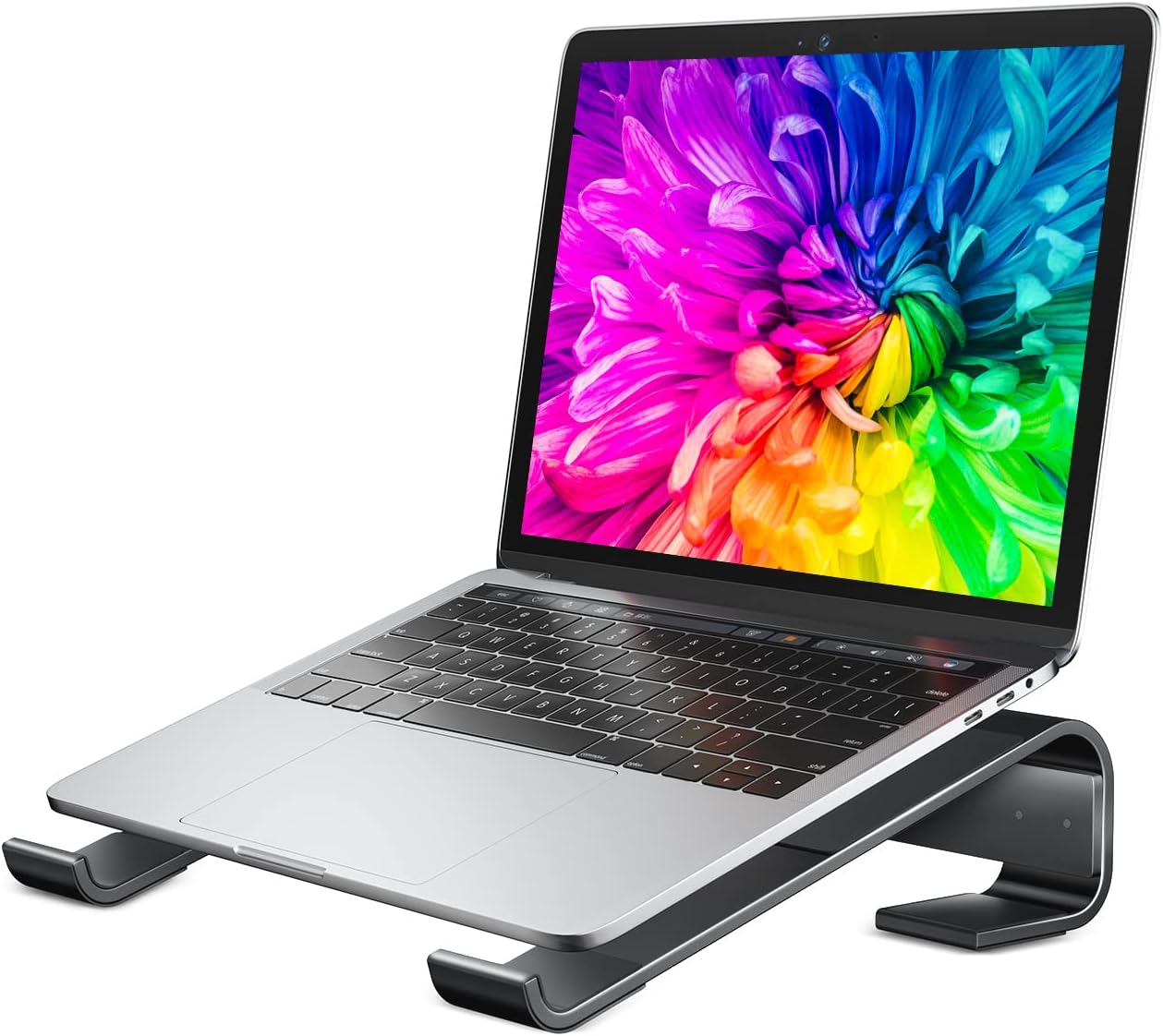 Soqool Laptop Stand for Desk, Ergonomic Detachable Laptop Riser, Aluminum MacBook Stand, Compatible with 12-17'' All Laptops Such as MacBook Pro/HP/Dell/Lenovo, Black