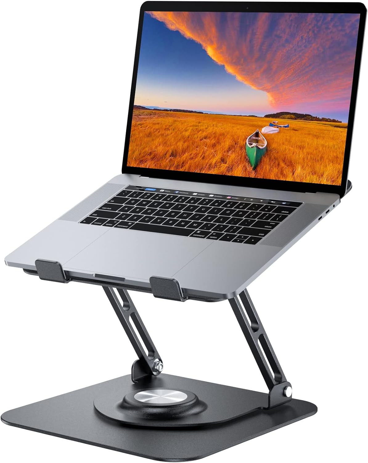 Laptop Stand for Desk, Adjustable Computer Stand with 360 Rotating Base, Ergonomic Laptop Riser for Collaborative Work, Foldable & Portable Laptop Stand, Fits MacBook / All Laptops up to 16 inches