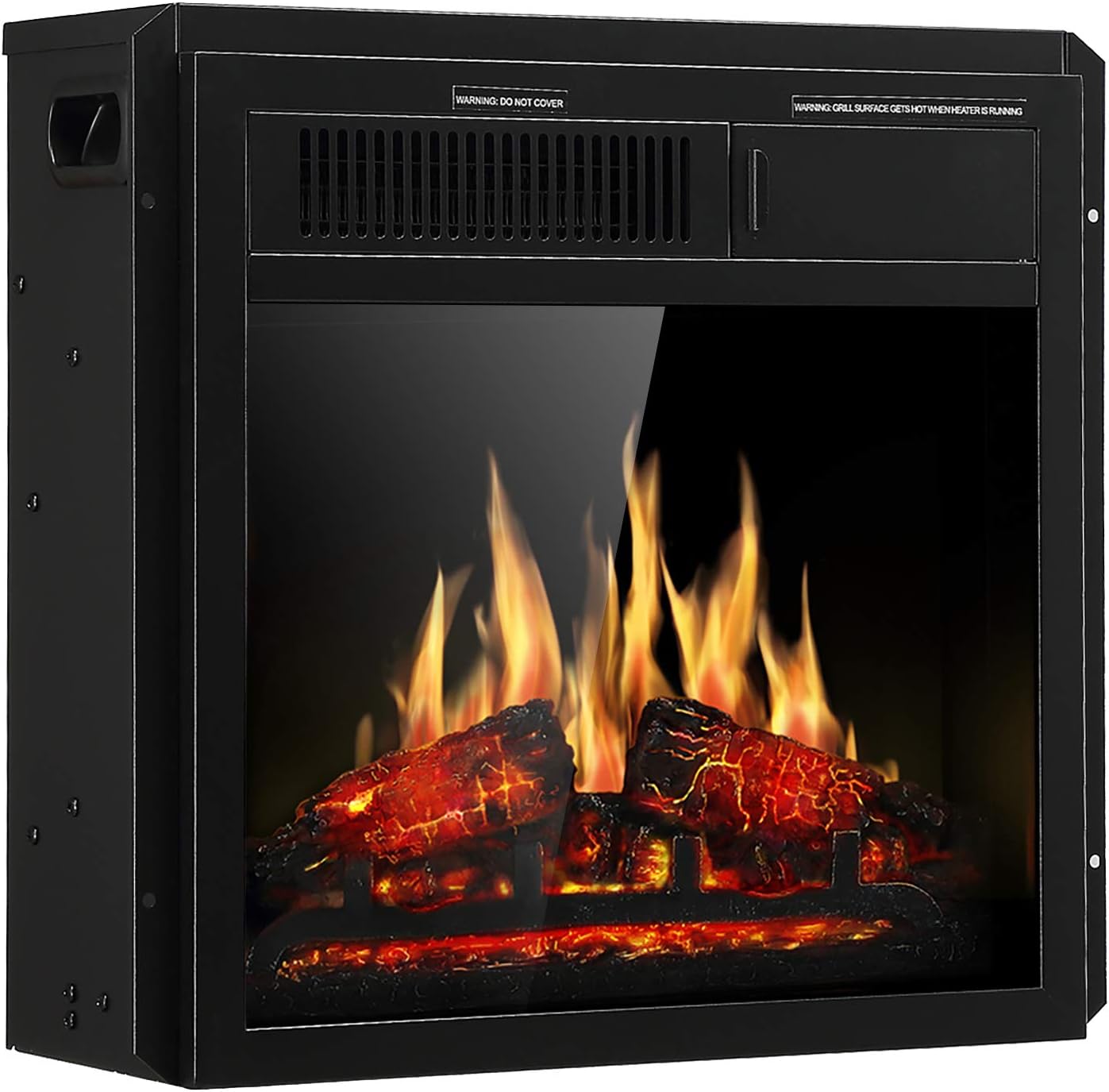 JAMFLY Electric Fireplace Insert 18 Freestanding Heater with 7 Log Hearth Flame Settings and Remote Control,1500w,Black 1