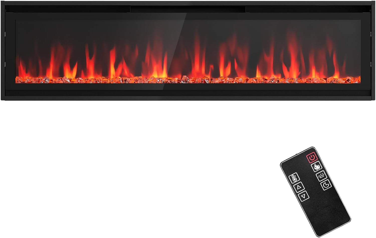 Hocookeper 50 Ultra-Thin Electric Fireplace, Wall Mounted and Recessed Electric Fireplace Wall Linear Fireplace Heater with Timer, Remote Control, Adjustable Flame Color and Brightness, 750W/1400W