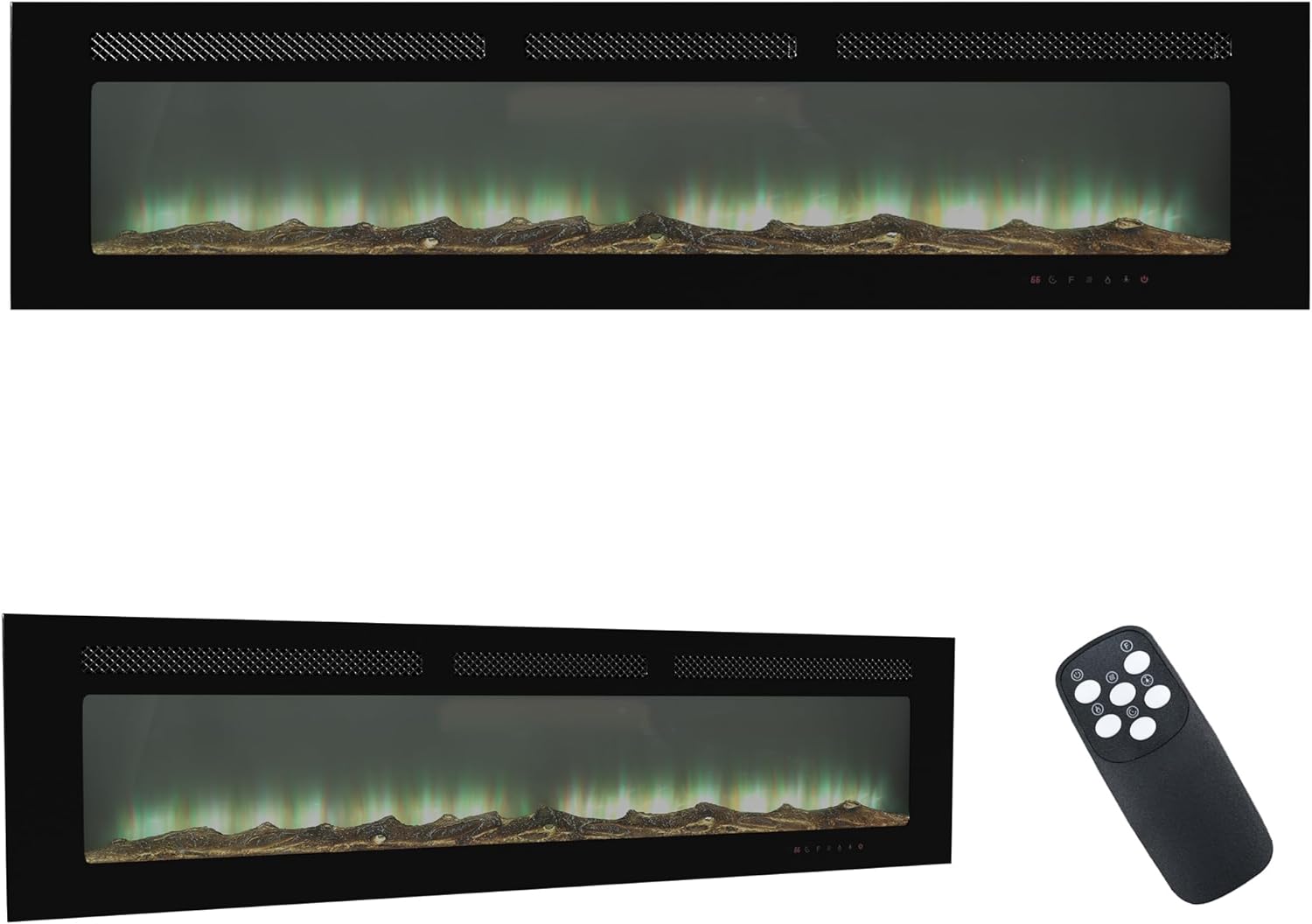 72 Inch Electric Fireplace Wall Mounted Linear LED Flame Fireplace with Remote Control,Timer,Touch Screen,Multicolor Flames,750/1500W Recessed in Wall Fireplace Heater for Living Room