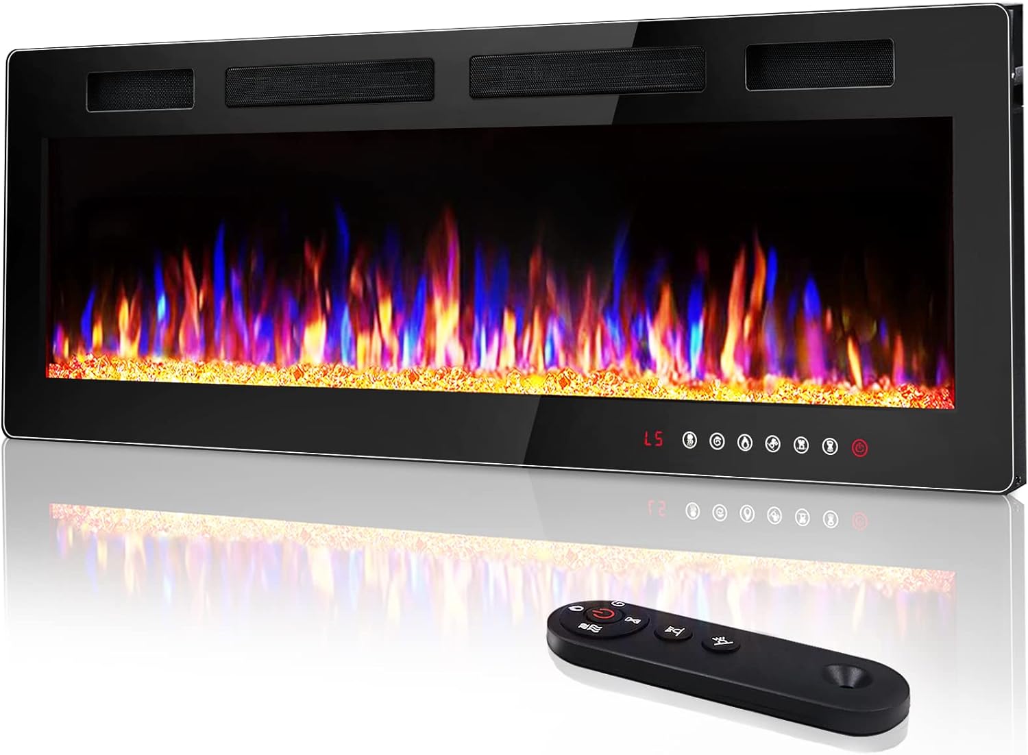 Vitesse 72 inch Ultra-Thin Electric Fireplace in-Wall Recessed and Wall Mounted Fireplace Heater,Linear Fireplace with Multicolor Flame,Timer,Low Noise,750/1500W,Touch Screen & Remote Control(72)