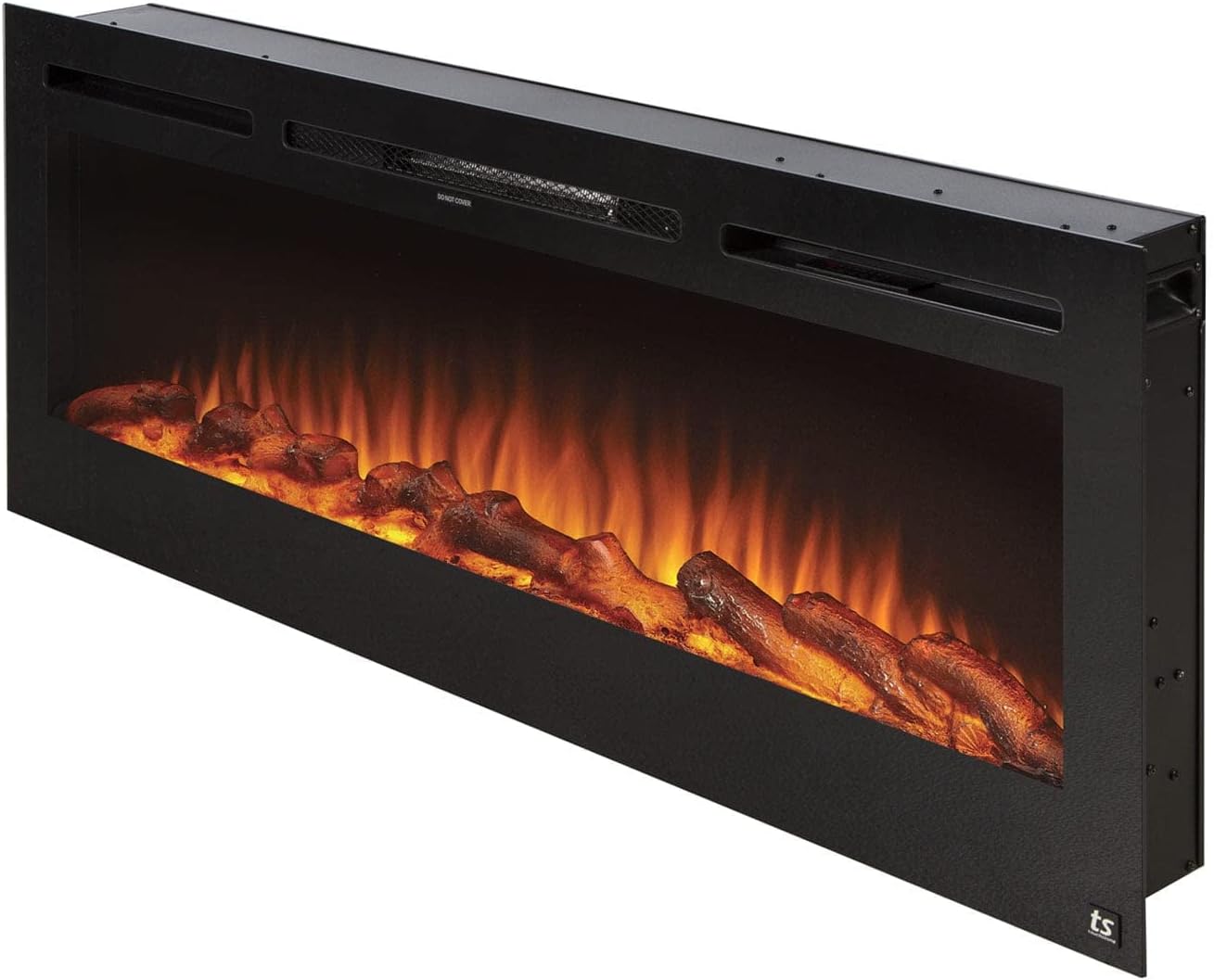 Touchstone Smart Electric Fireplace-The Sideline 50 Inch Wide-in Wall Recessed-30 Realistic Ember Color/Flame Options-1500W Heater w/Thermostat-Black- Log & Crystal Hearth Options -Alexa/WiFi Enabled