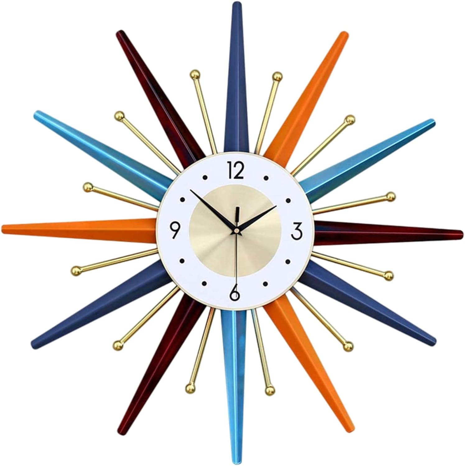 Vctrqov Large Wall Clock 22 Inch Modern Wall Clock Starburst Mid-Century Modern Decor Non-Ticking Battery Operated Colorful Clock Home Decorations for Living Room Bedroom Kitchen Office