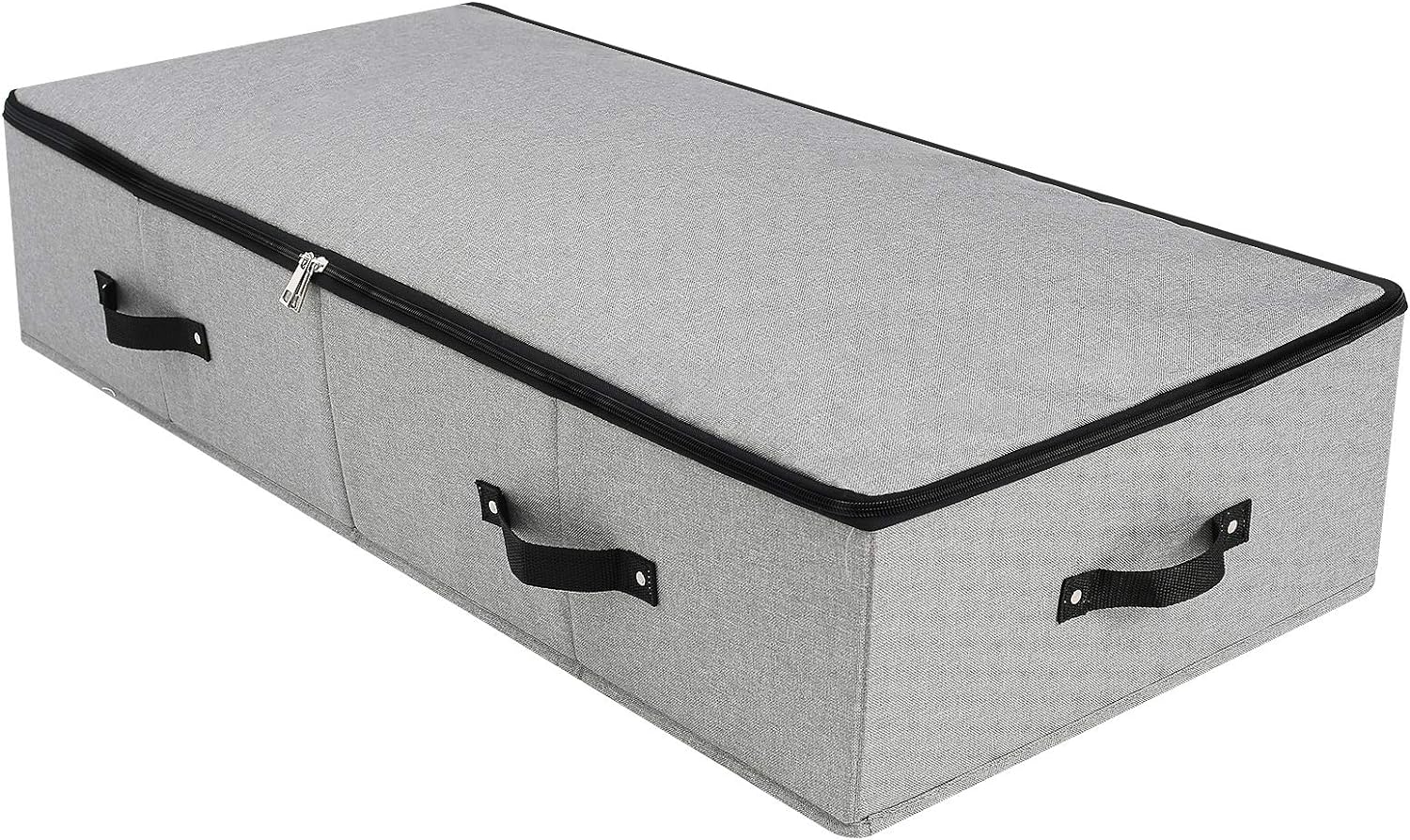 AMJ Large Sturdy Underbed Storage Box with Zip Lid, Rigid Sturdy Plastic Board inside, Handles on all sides, Dark Gray